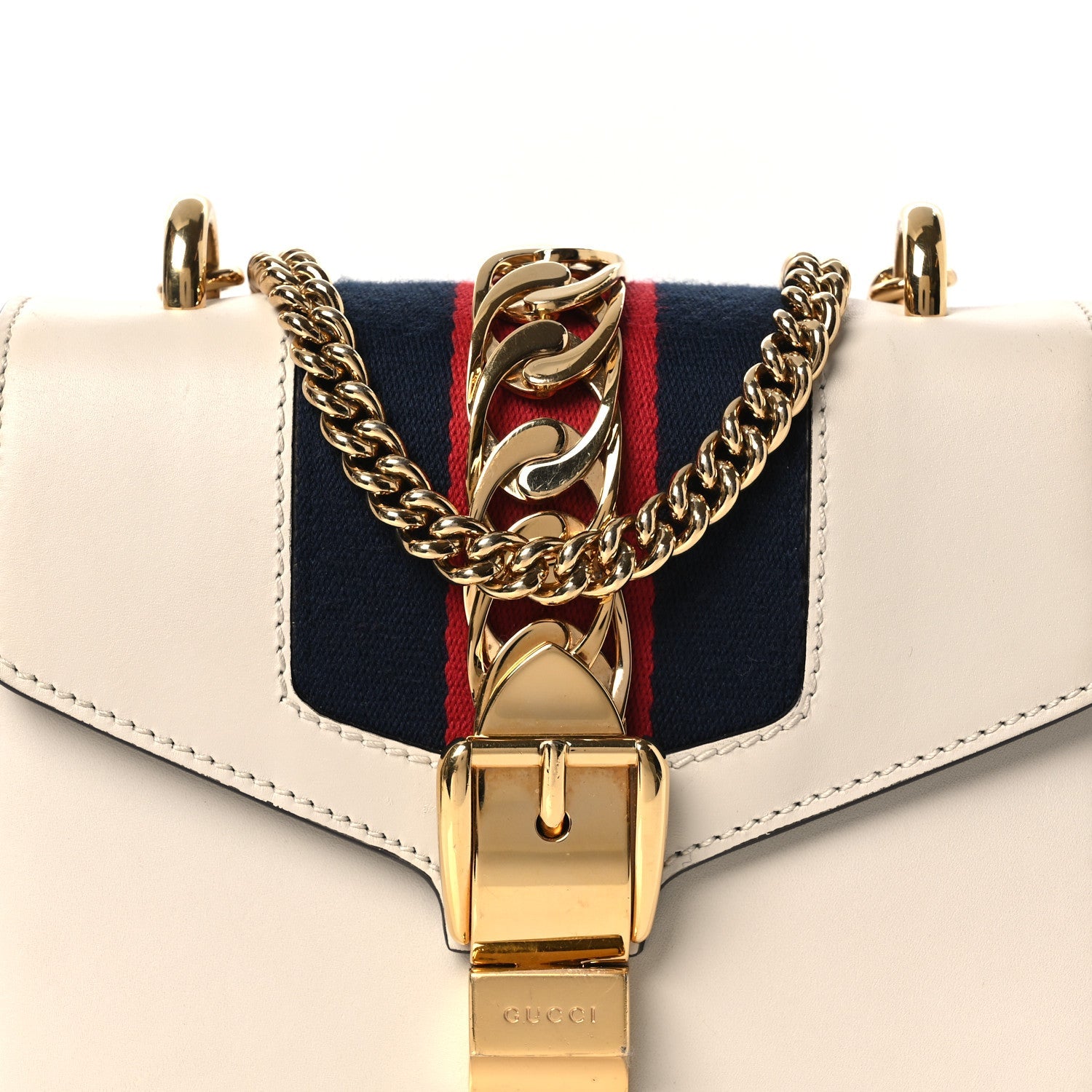 Calfskin Mini Sylvie Chain Shoulder Bag White