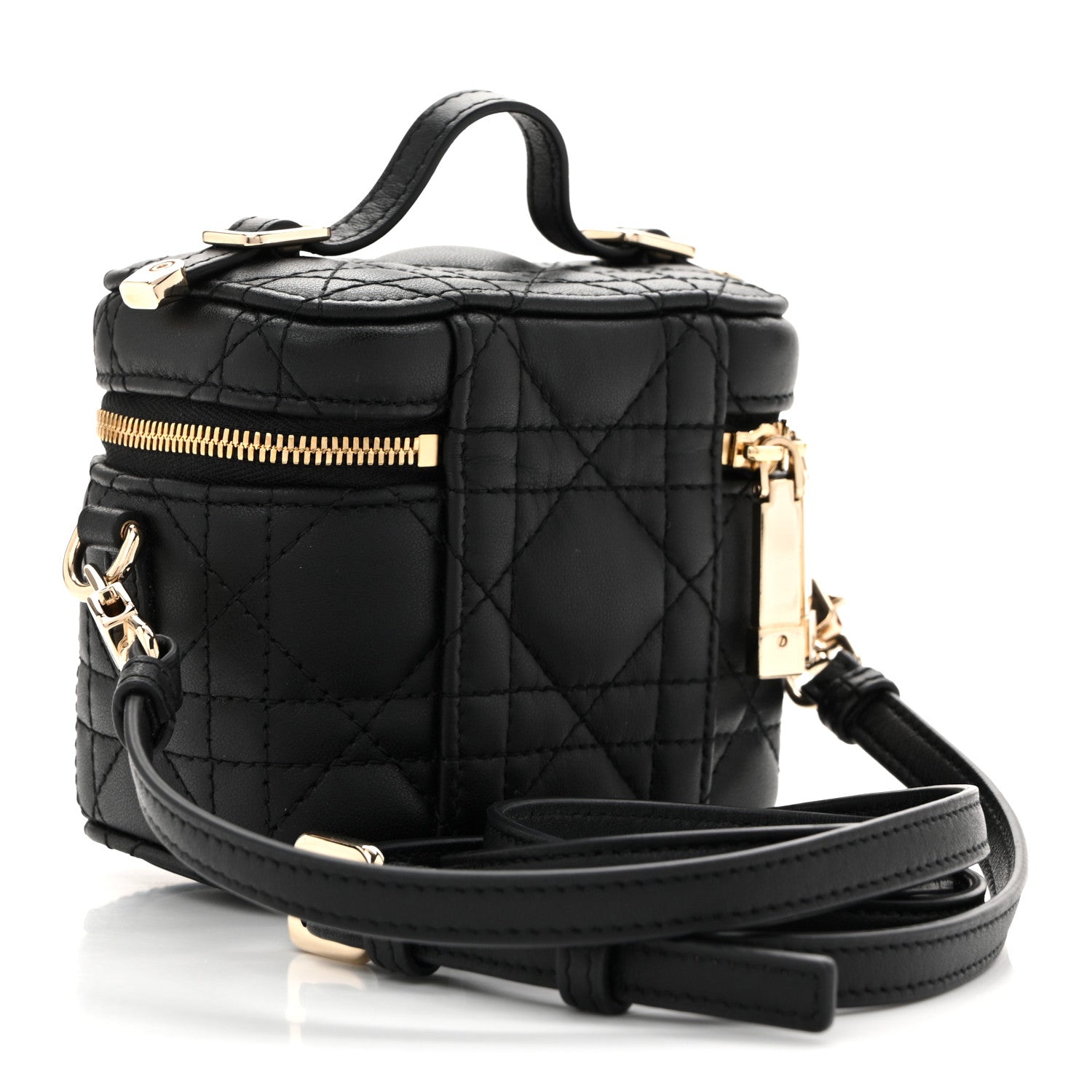 Lambskin Cannage Micro Lady Dior Vanity Case Black