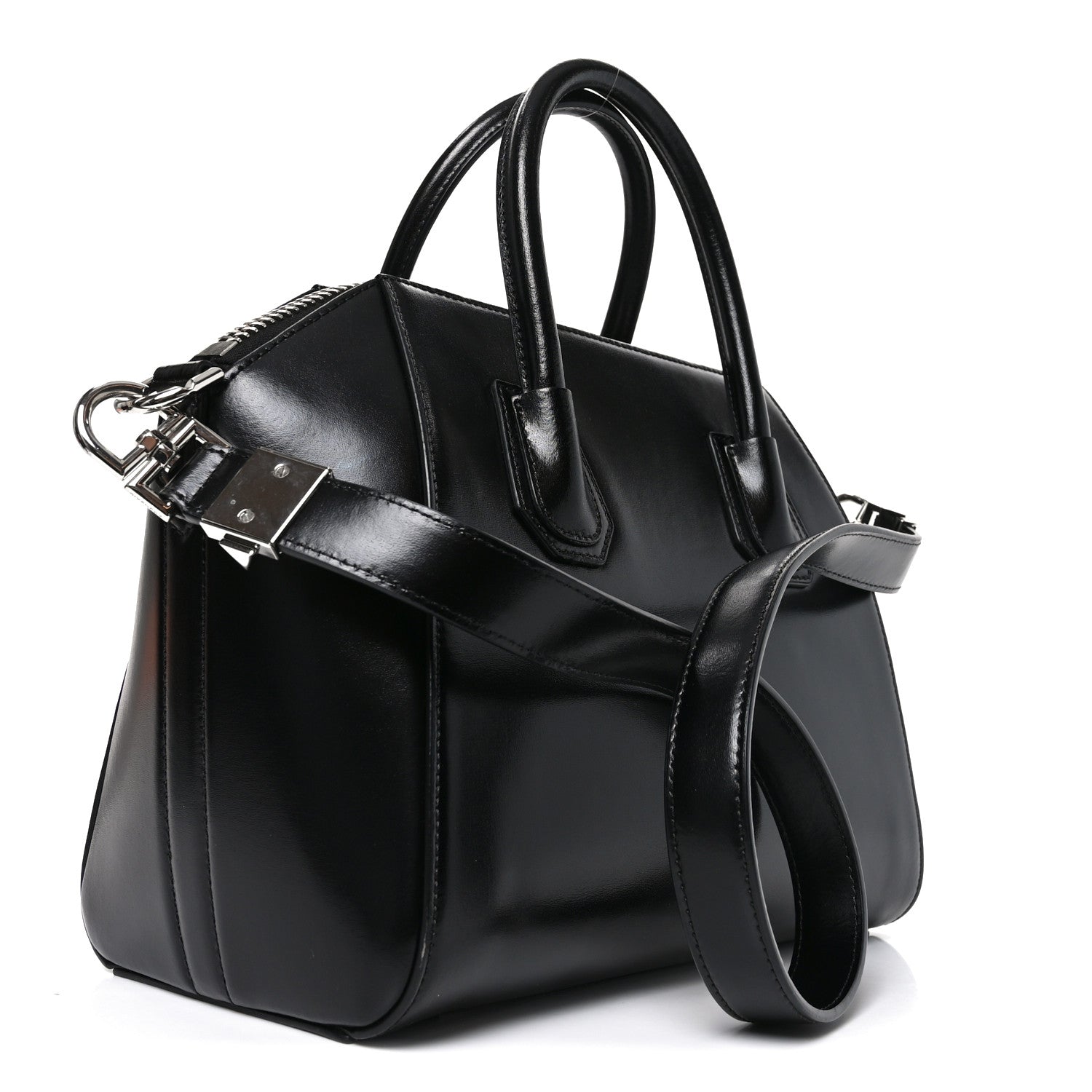 Shiny Lord Calfskin Small Antigona Black