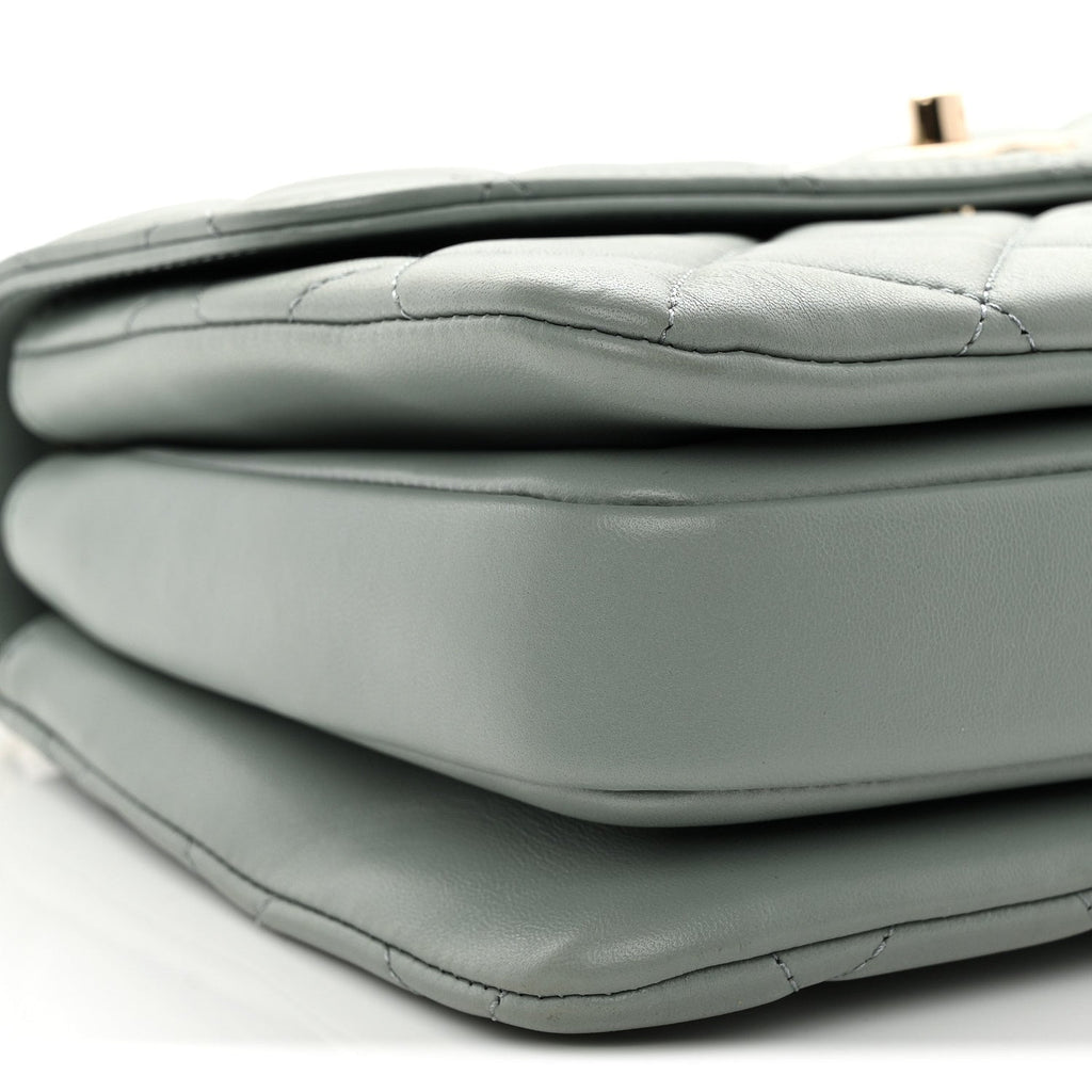 Lambskin Quilted Small Trendy CC Flap Dual Handle Bag Light Grey