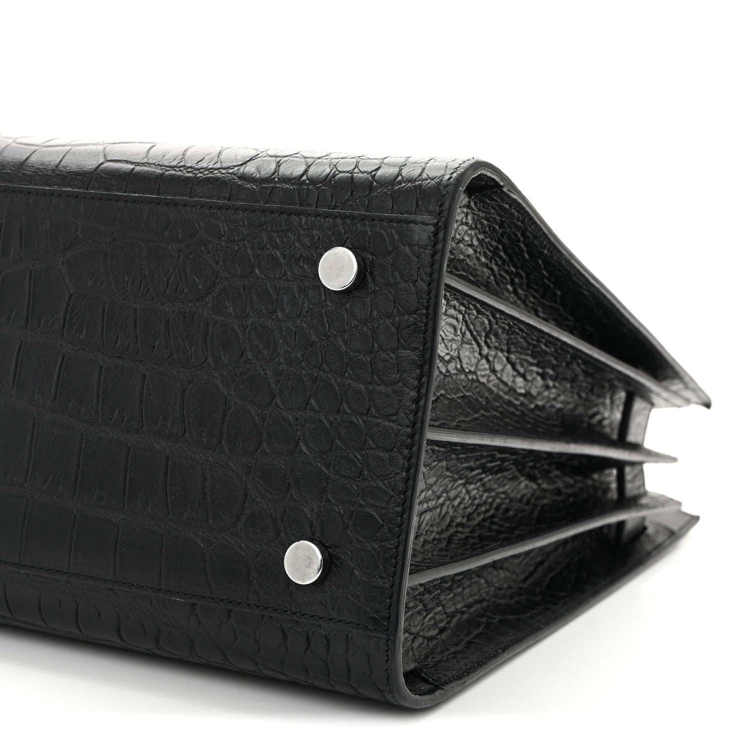 Calfskin Crocodile Embossed Small Sac de Jour  Black
