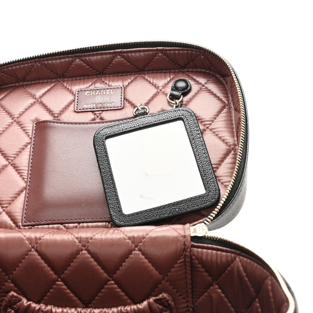Caviar Quilted Large Vanity Pouch Black