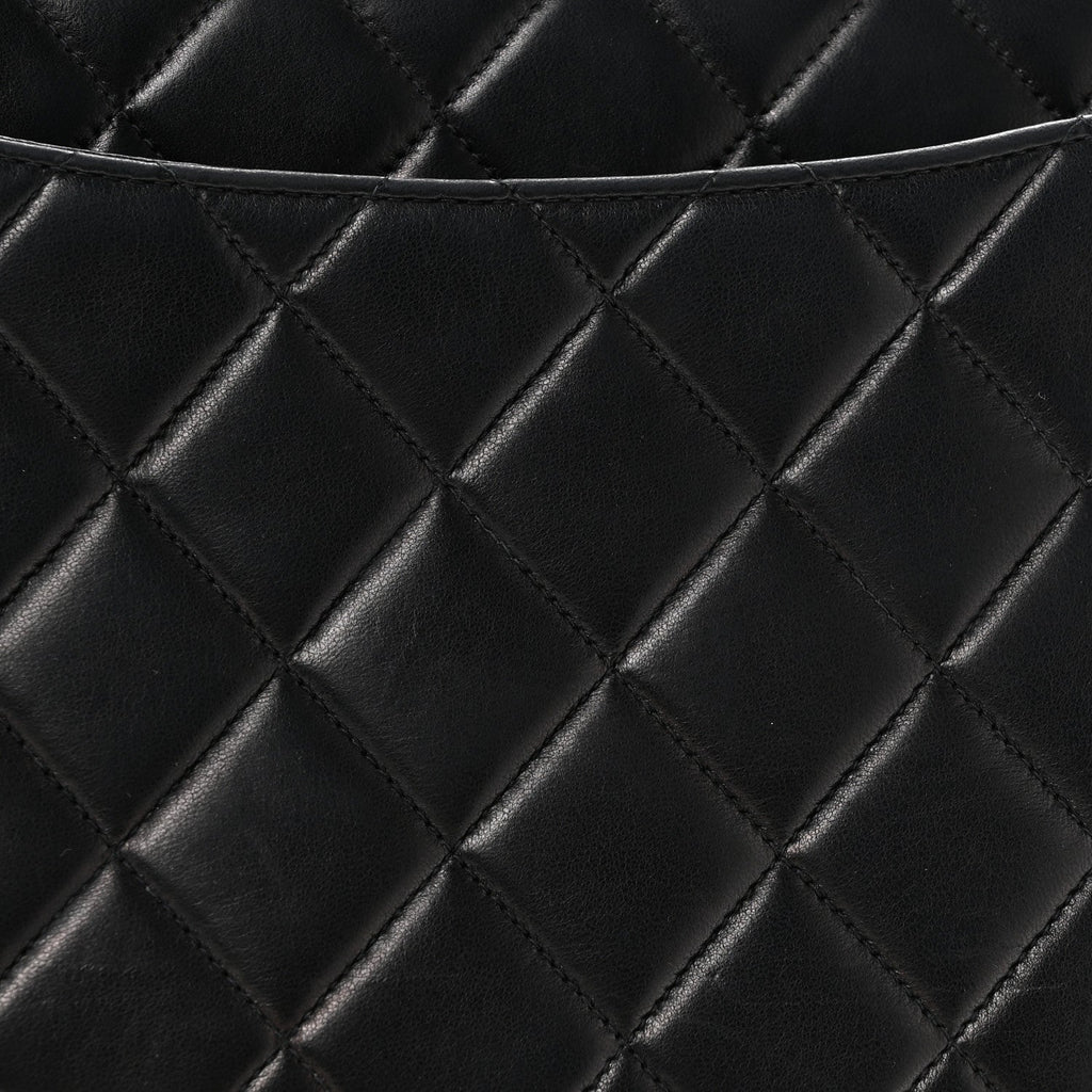 Lambskin Quilted XL Jumbo Single Flap Black