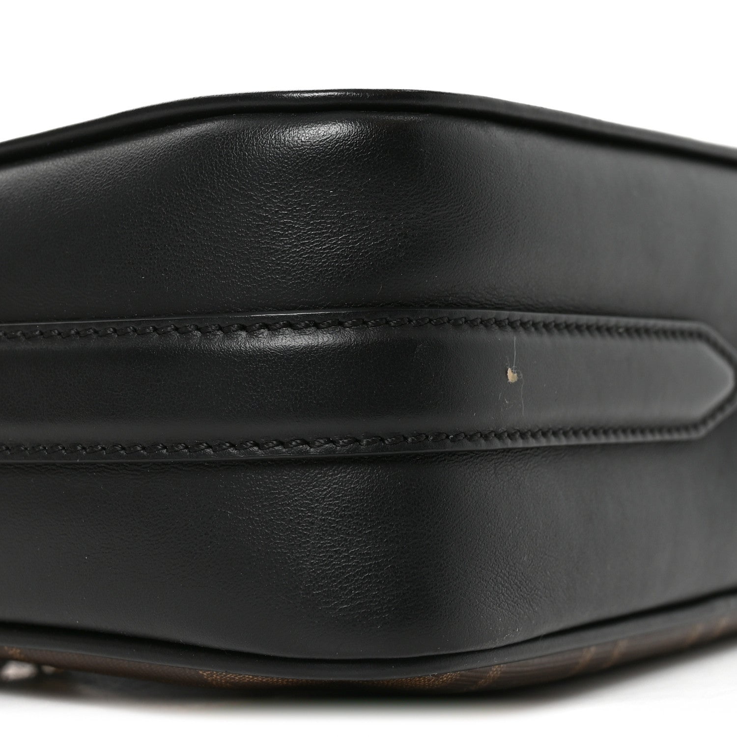 Glazed Fabric Vitello Century FF 1974 Stamp Patch Camera Case Mogano Panna Black