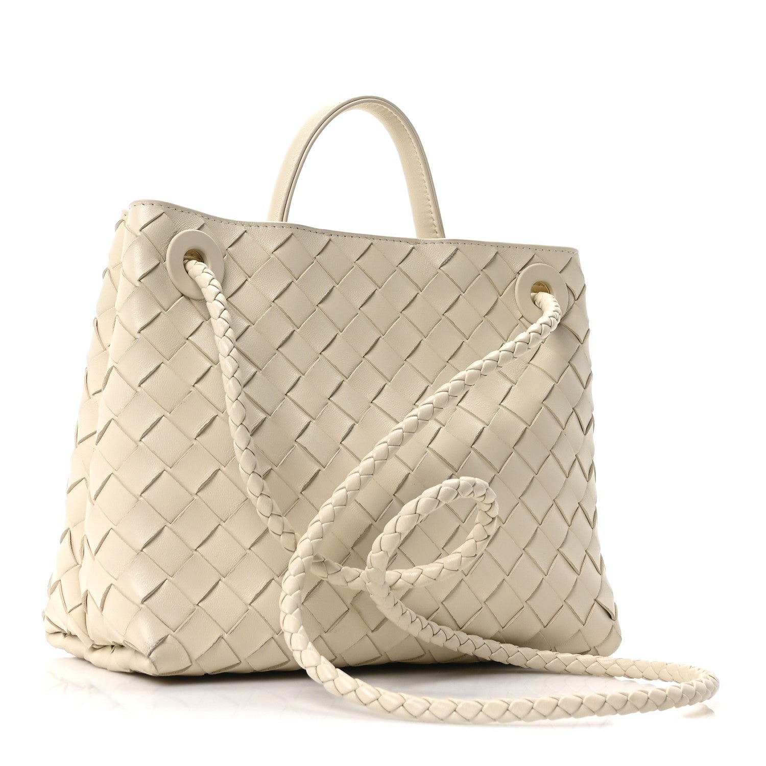 Nappa Intrecciato Small Andiamo Shoulder Bag Sea Salt