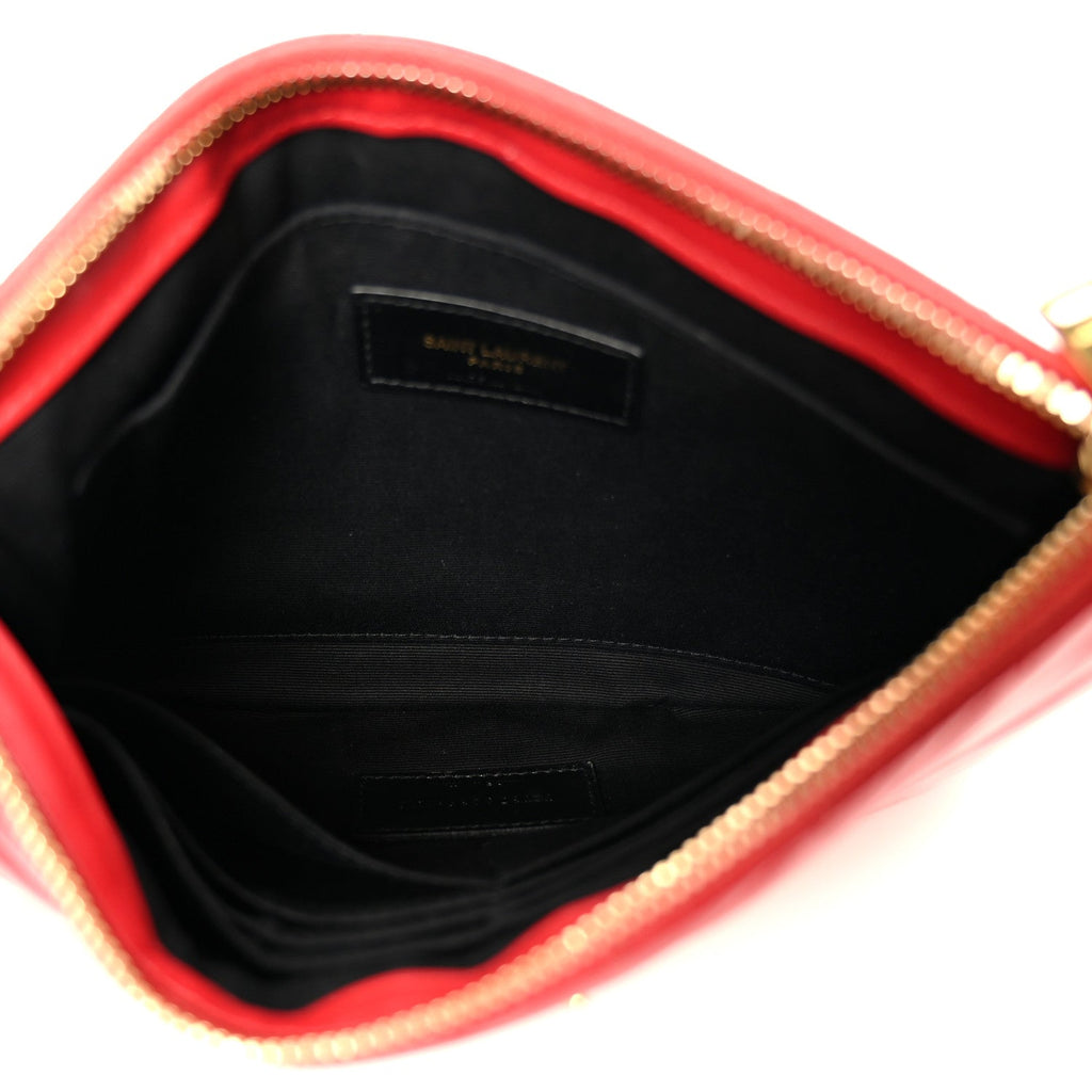 Calfskin Matelasse Chevron Monogram A5 Wristlet Bandana Red