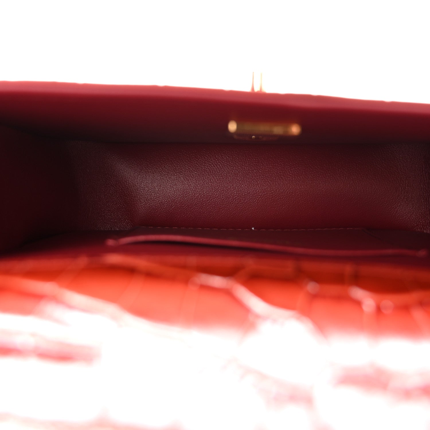 Calfskin Crocodile Embossed Turn Around Mini Flap Grey Burgundy