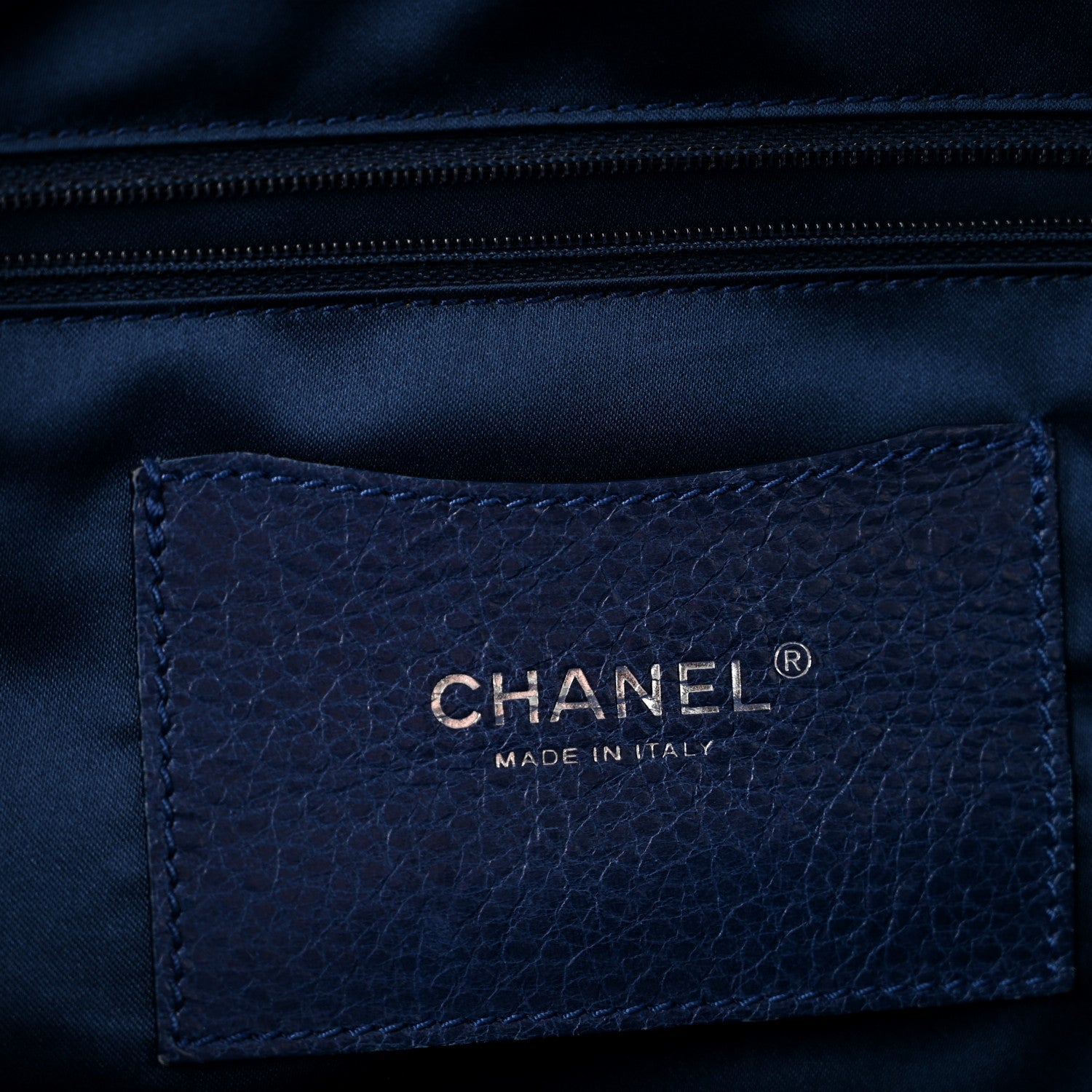 Glazed Calfskin Large On The Road Tote Dark Blue