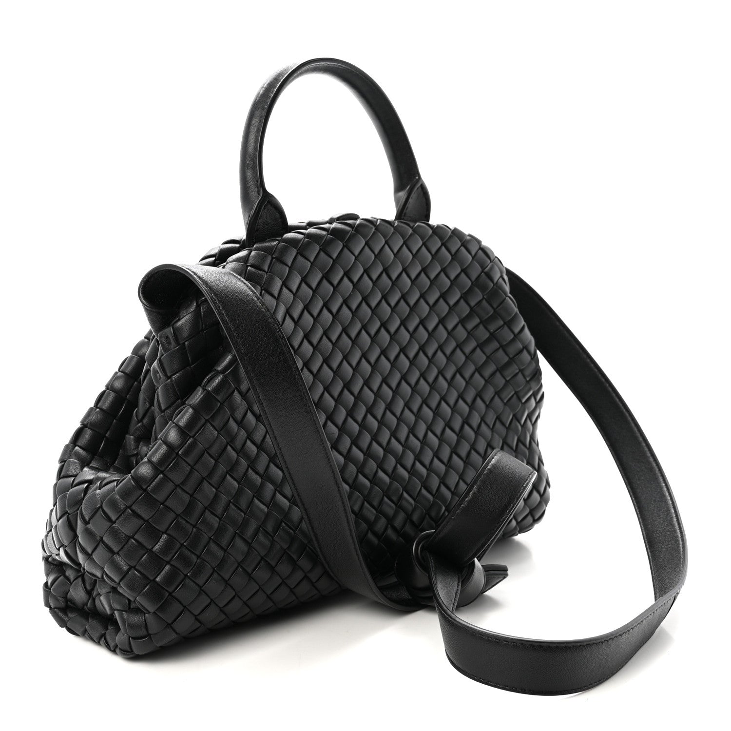 Nappa Intrecciato Padded Small The Top Handle Tote Bag Black
