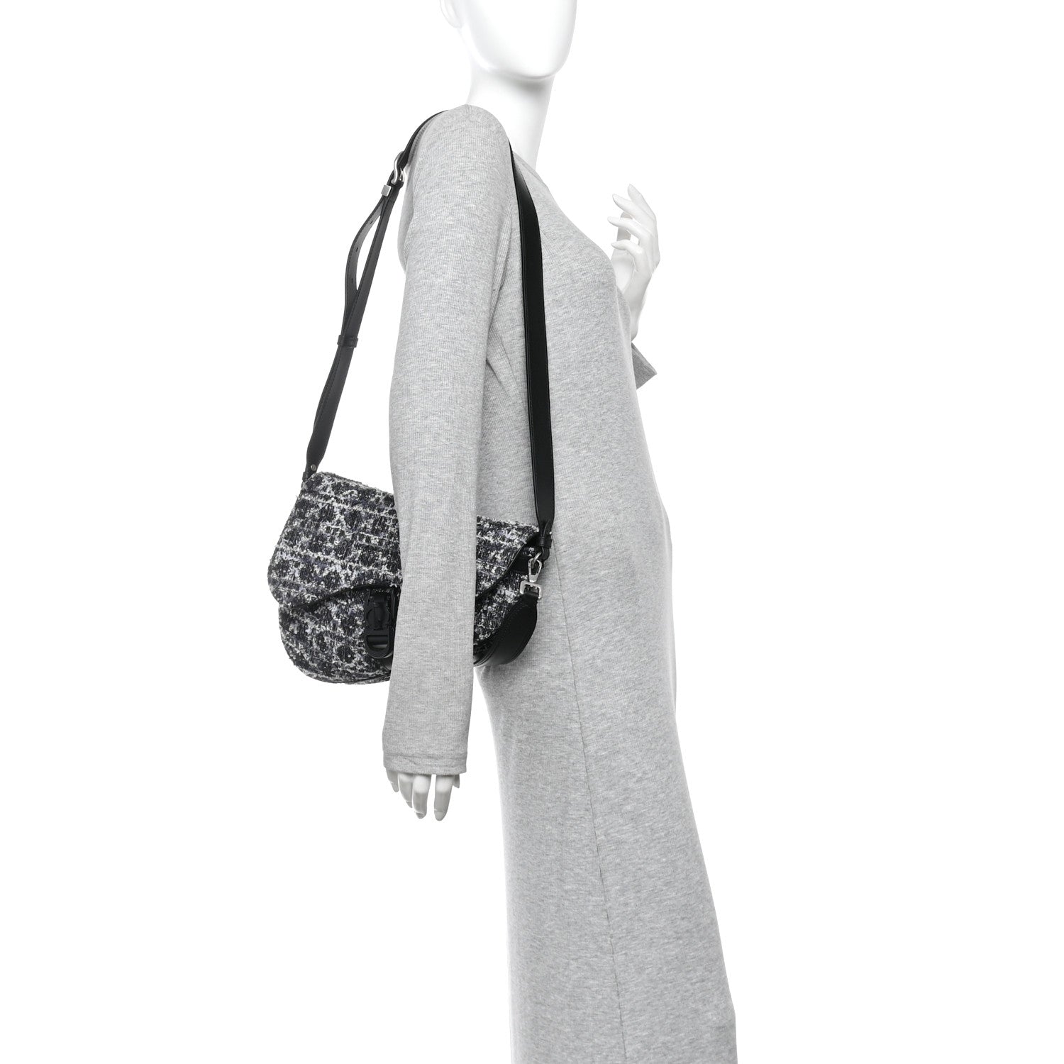 Tweed Saddle Bag Black Silver