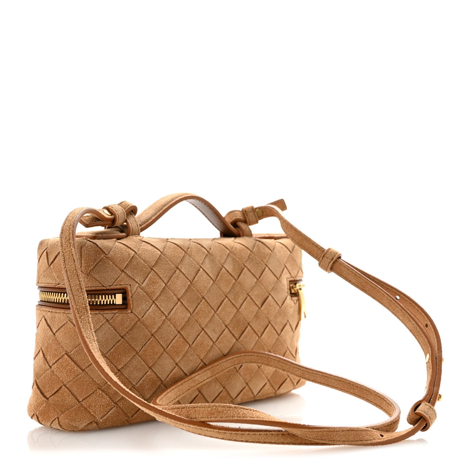 Suede Intrecciato Bang Bang Vanity Case Amber