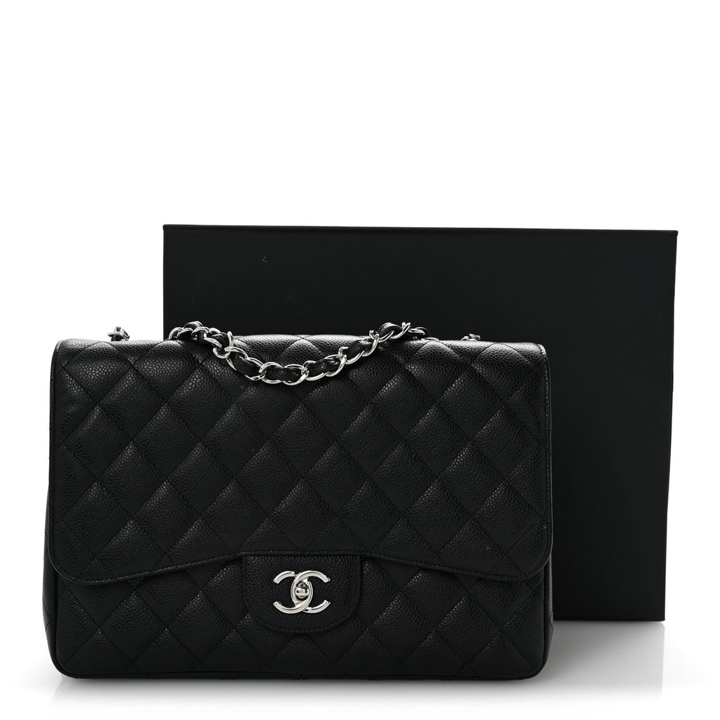 Caviar Quilted Jumbo Single Flap Black