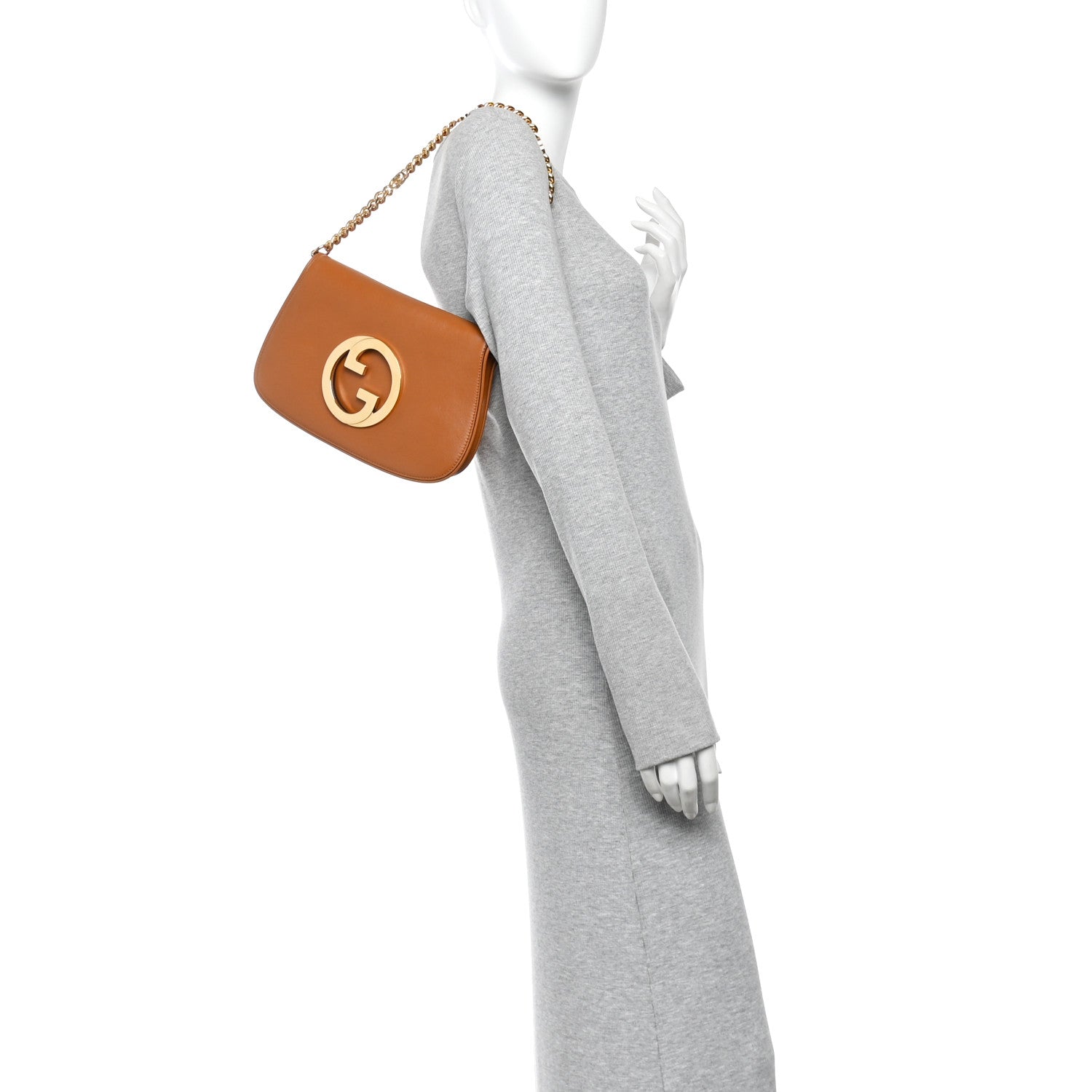 Roxy Calfskin Blondie Chain Shoulder Flap Bag Blondie Cognac