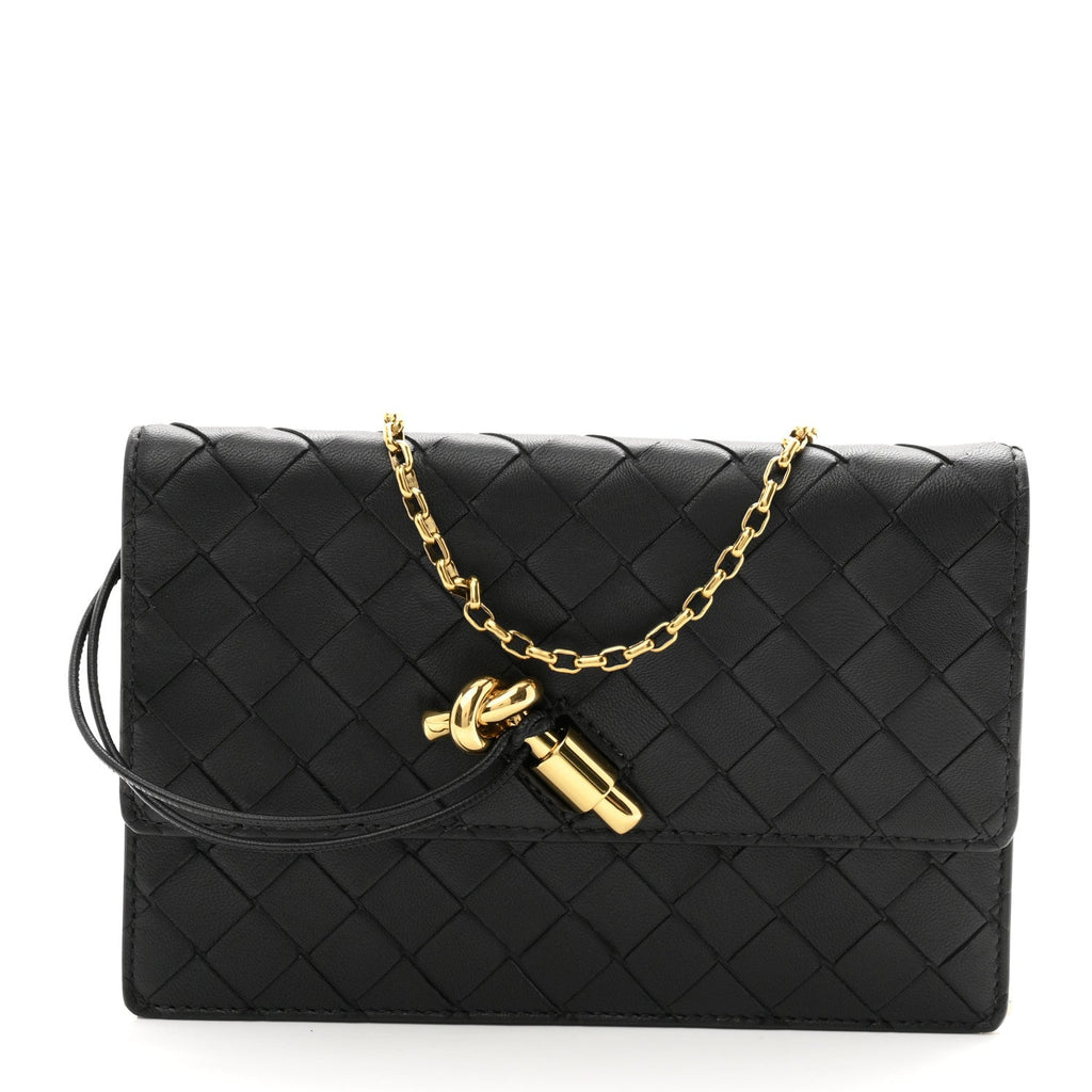 Nappa Intrecciato Andiamo Pouch On Chain Black Black