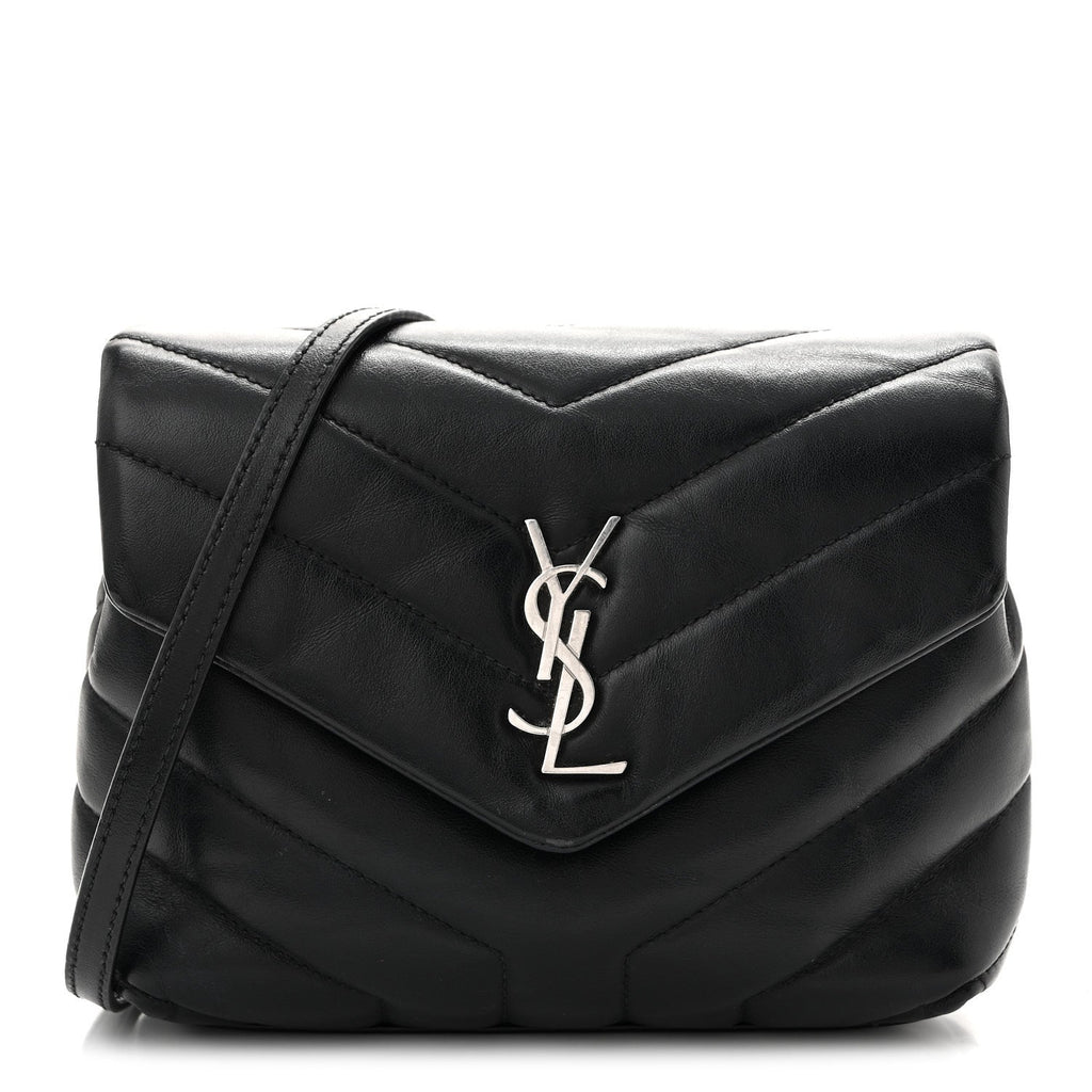 Calfskin Y Quilted Monogram Toy Loulou Crossbody Bag Black