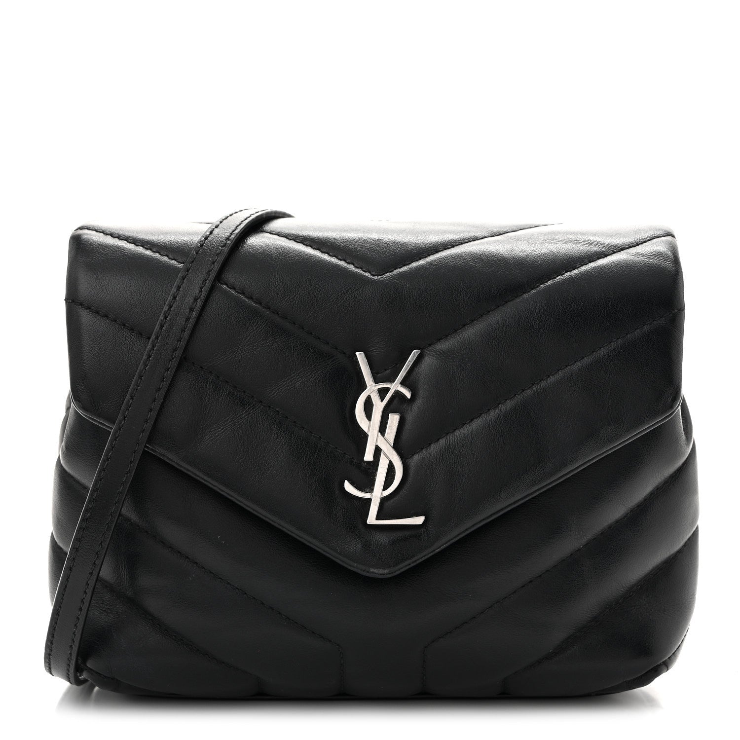 Calfskin Y Quilted Monogram Toy Loulou Crossbody Bag Black