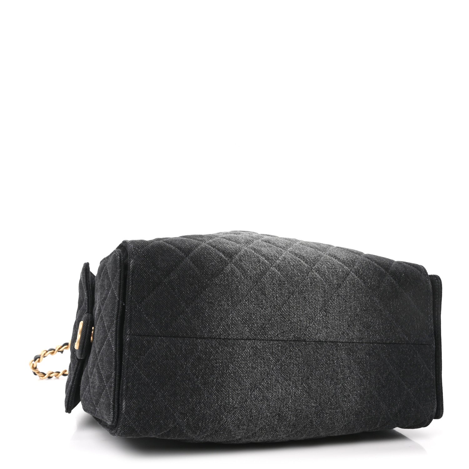 Washed Denim Quilted Medium Chanel 25 Handbag Black