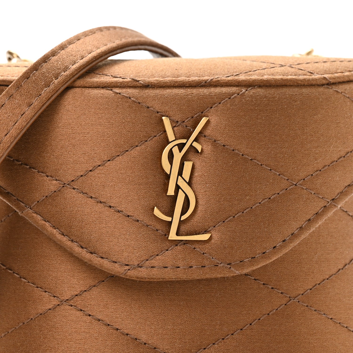 Satin Matelasse Monogram Micro June Box Bag Bitter Cocoa