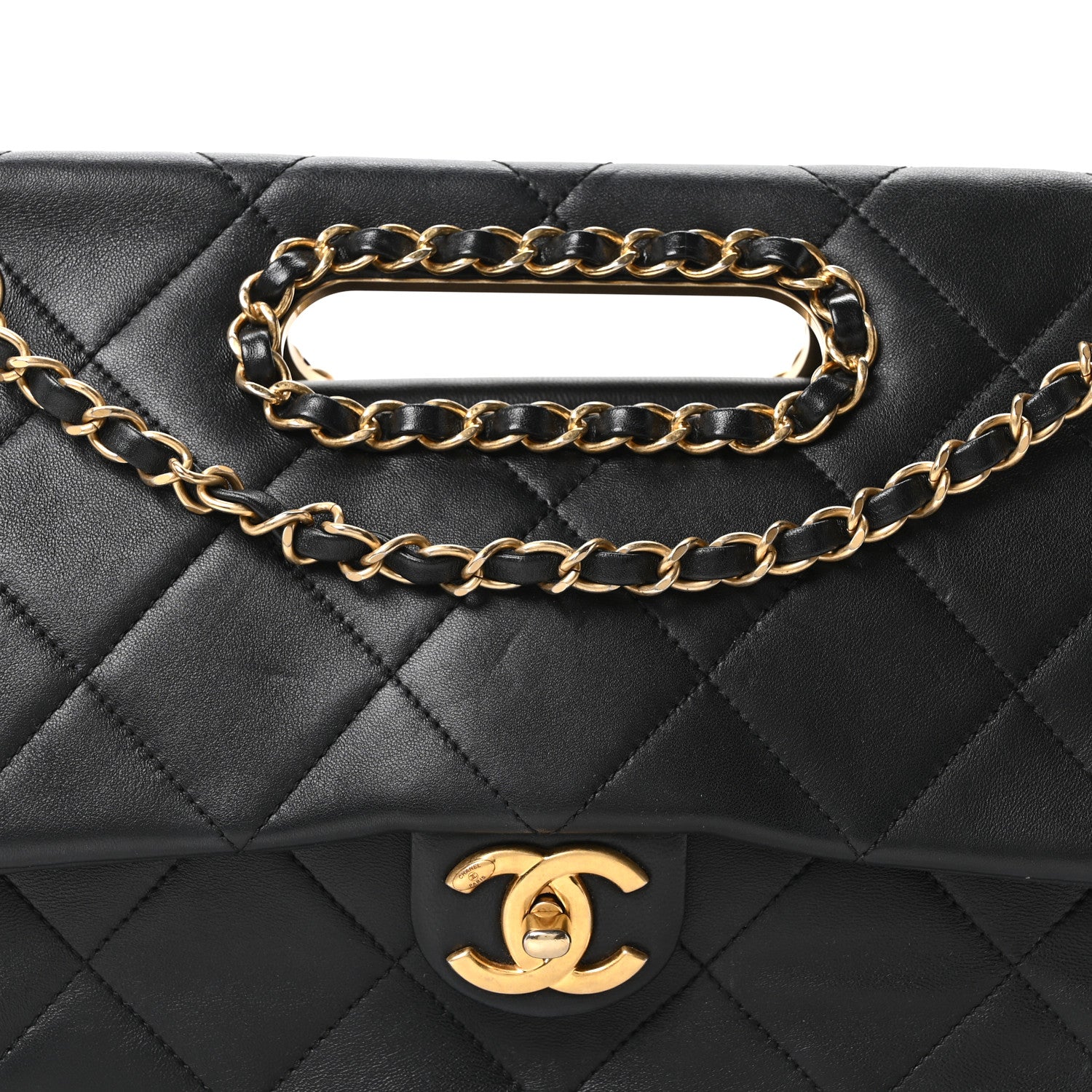 Lambskin A Real Catch Flap Bag Black