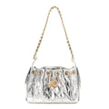 Metallic Aged Calfskin Quilted Mini Chanel 25 Handbag Silver