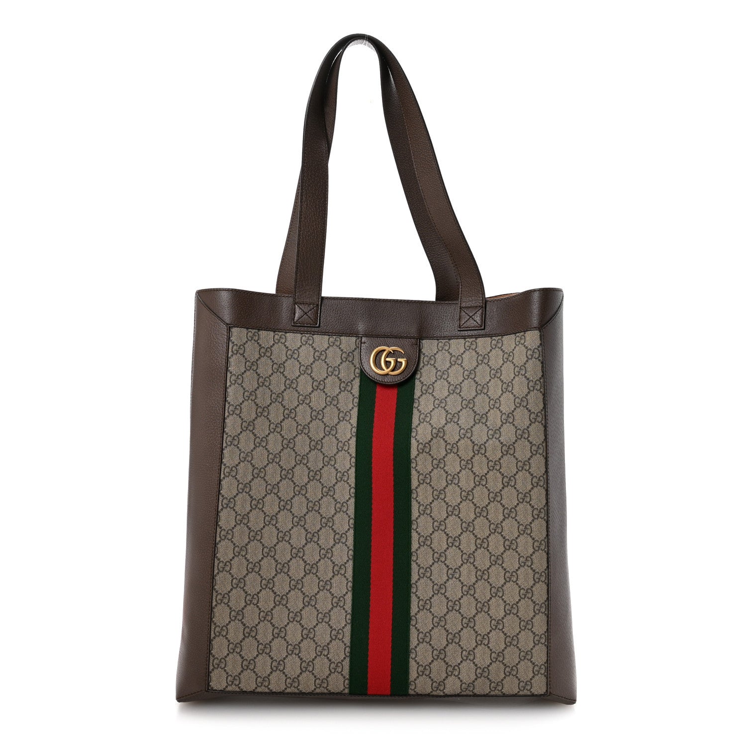 GG Supreme Monogram Web Large Ophidia Vertical Shopping Tote Brown