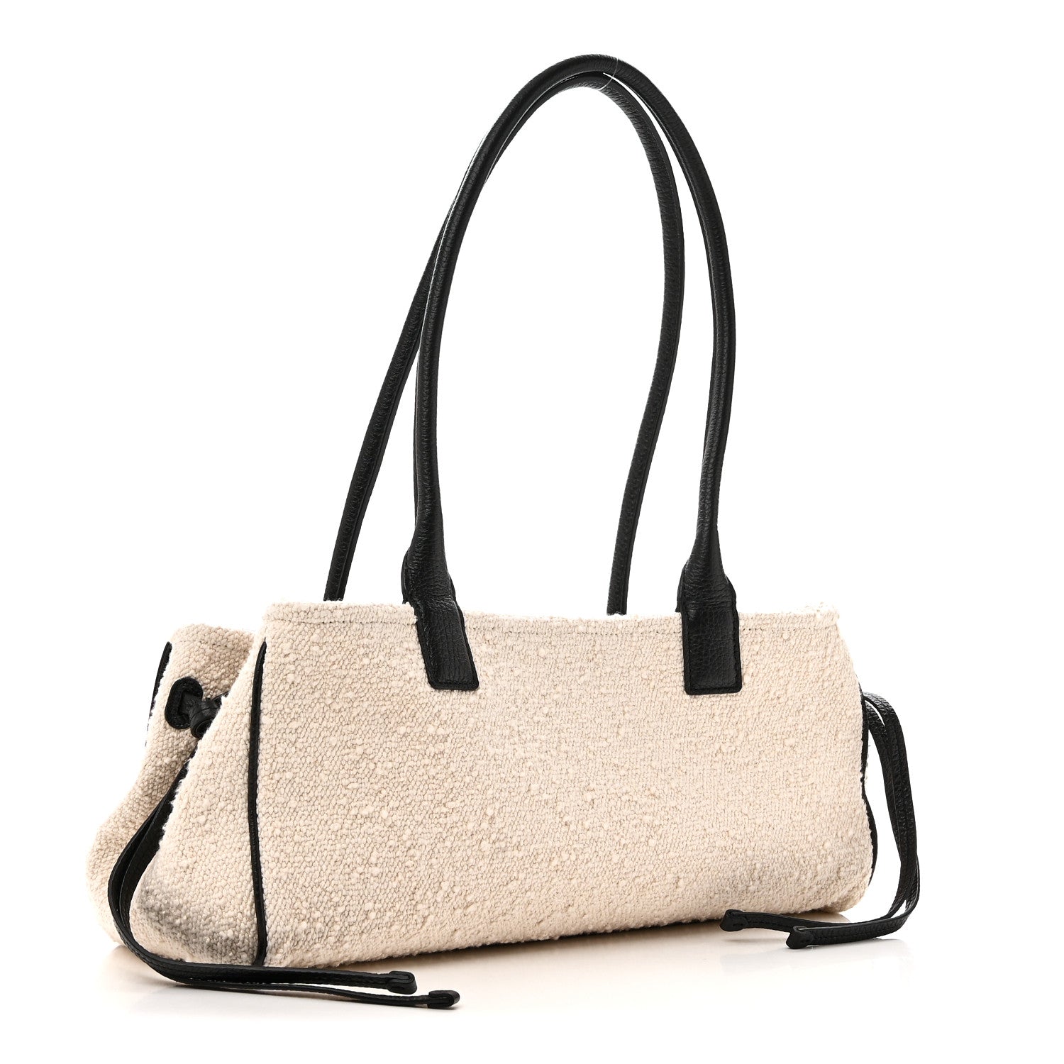 Grained Calfskin Boucle Urban Essentials Small Shopping Bag Ecru Black