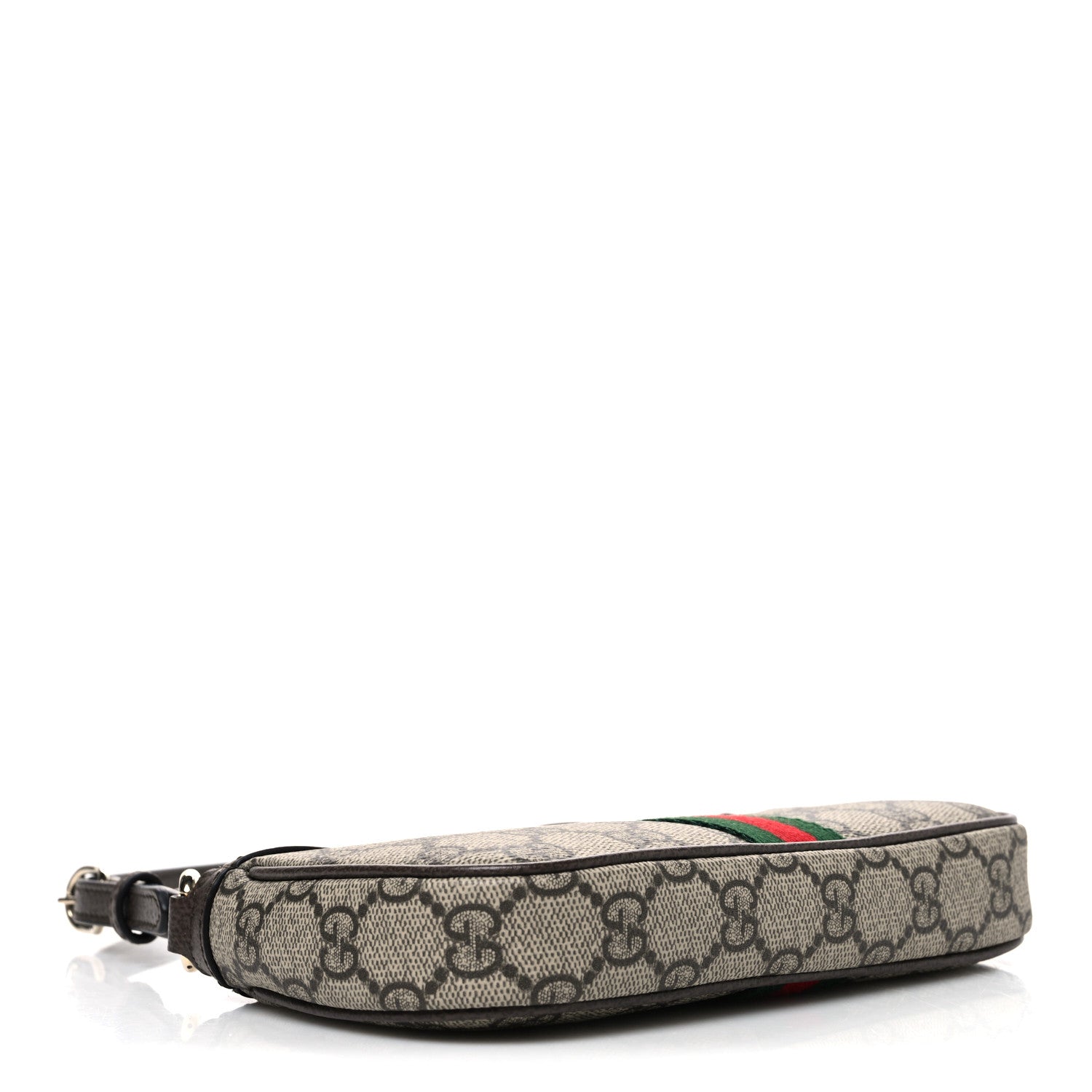 GG Supreme Monogram Textured Dollar Calfskin Web Mini Ophidia Shoulder Bag Beige Ebony New Acero