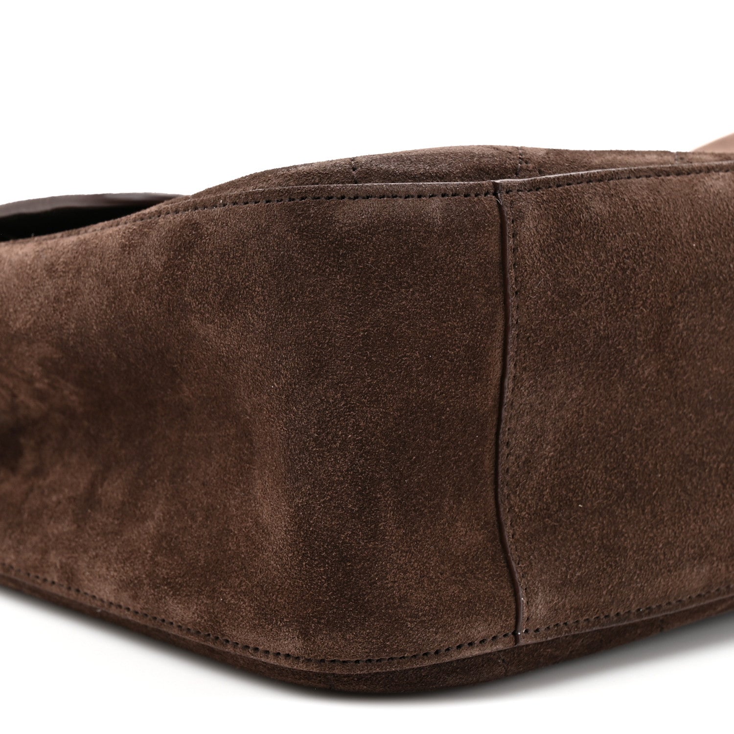 Suede Calfskin Small Souplissimo Maxi Flap Dark Brown
