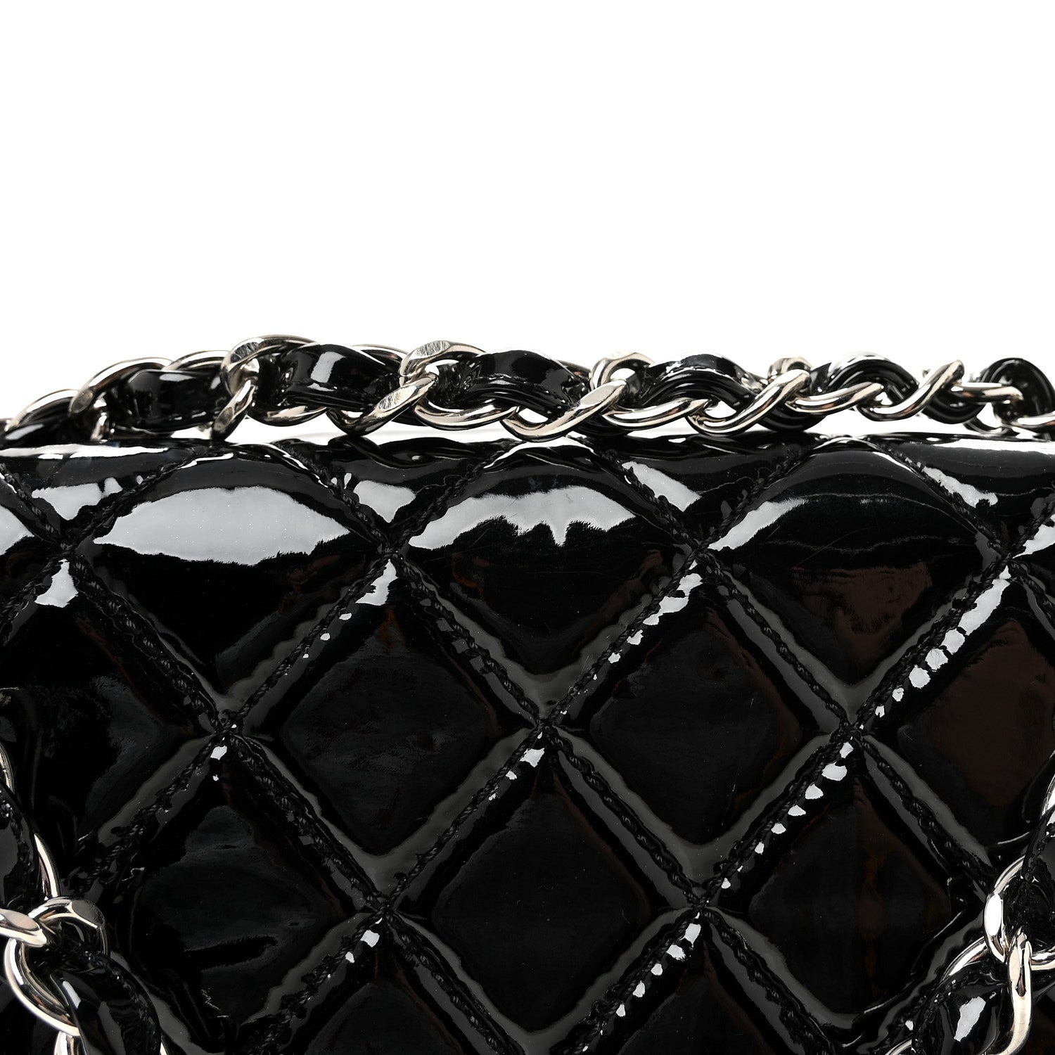 Patent Quilted Jumbo Single Flap Black