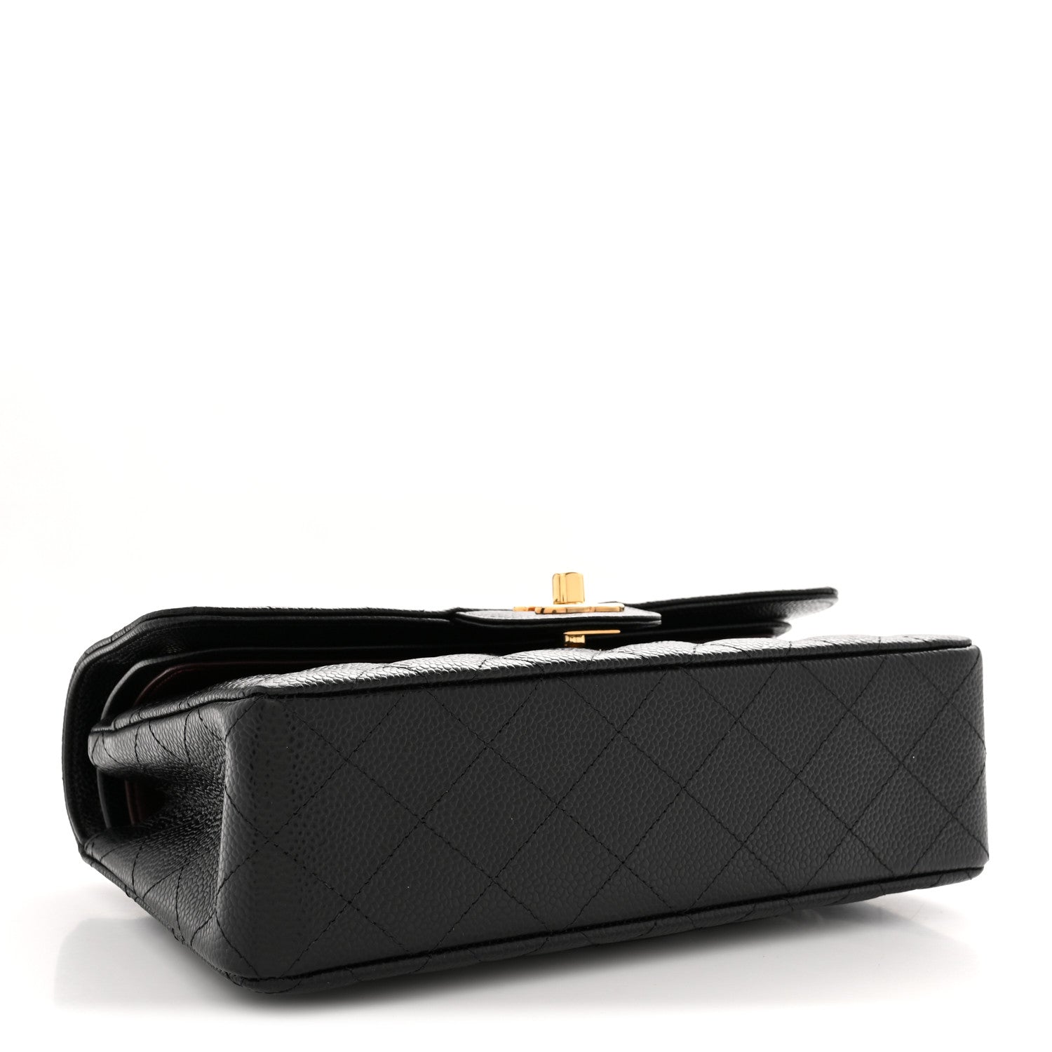 Caviar Quilted Small Double Flap Black