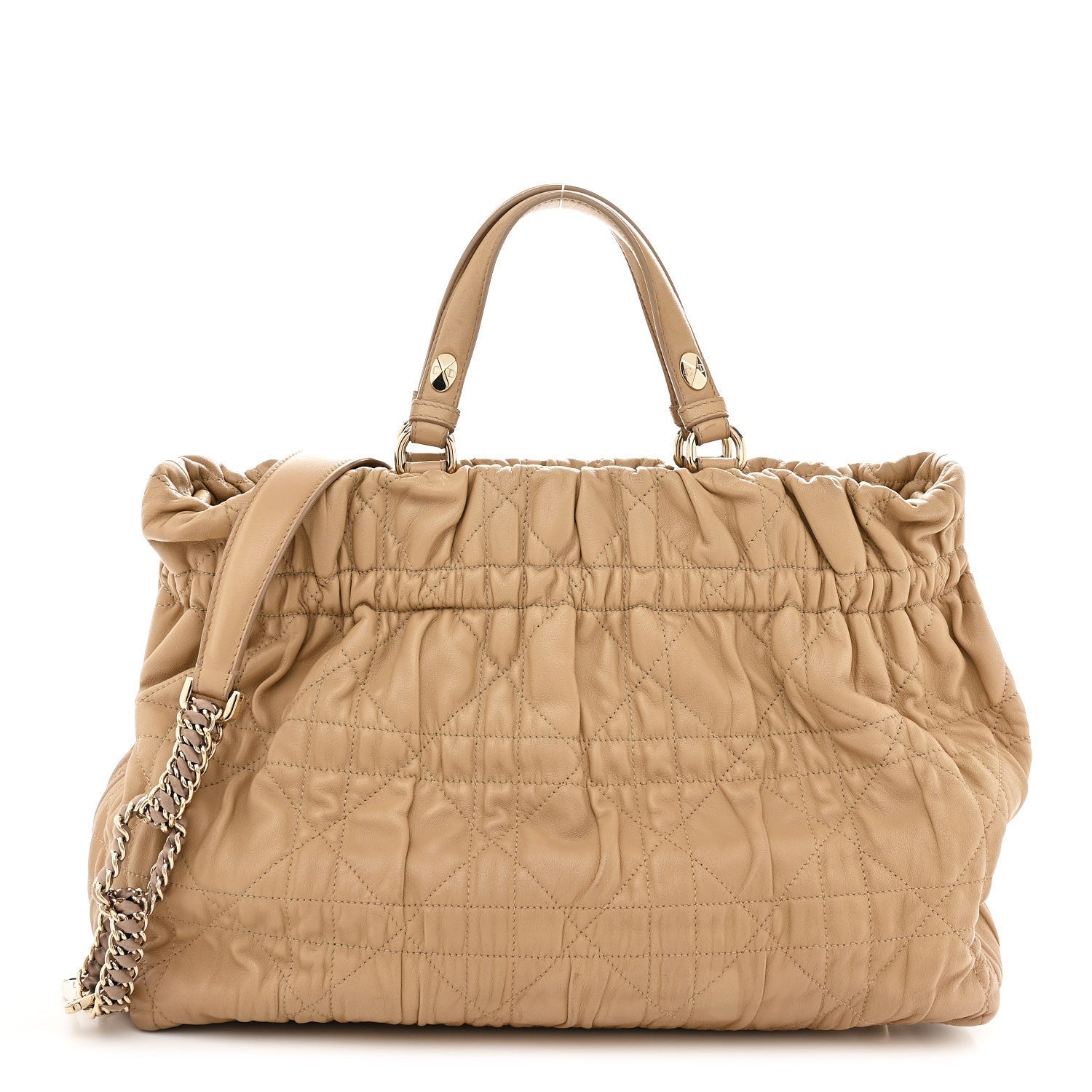 Gaufre Lambskin Cannage Delices Tote Beige
