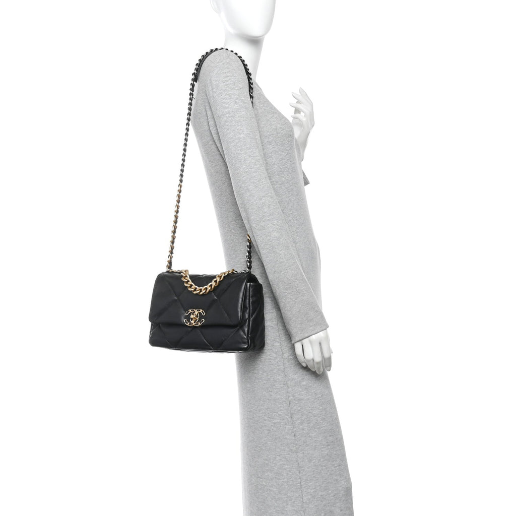 Goatskin Quilted Medium Chanel 19 Flap Black