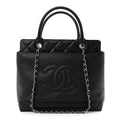Soft Caviar CC Medium Top Handle Tote Black