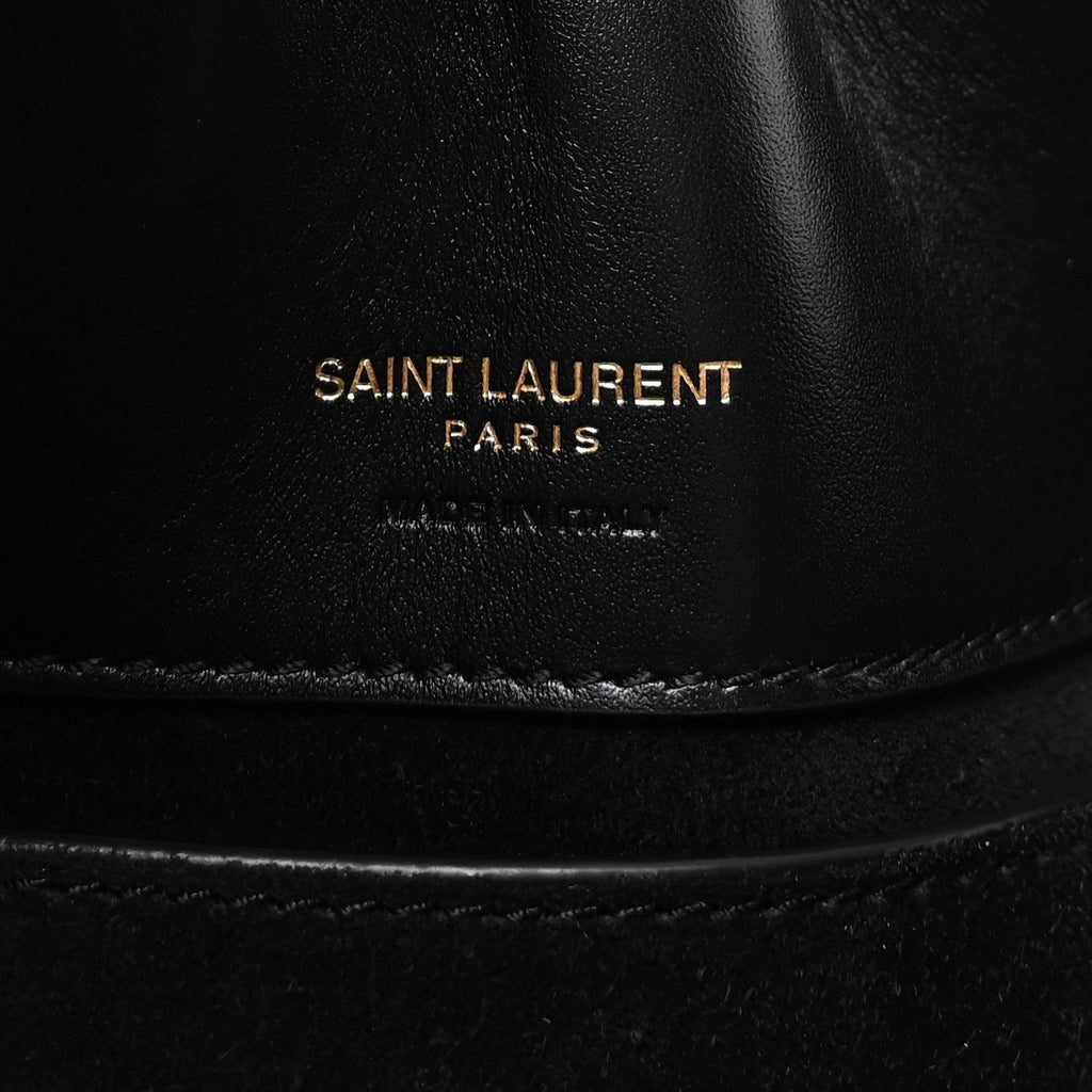 Smooth Shiny Calfskin Monogram Le 37 Small Bucket Bag Black