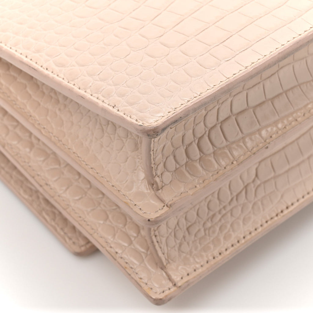 Calfskin Crocodile Embossed Medium Monogram Sunset Rose Antic