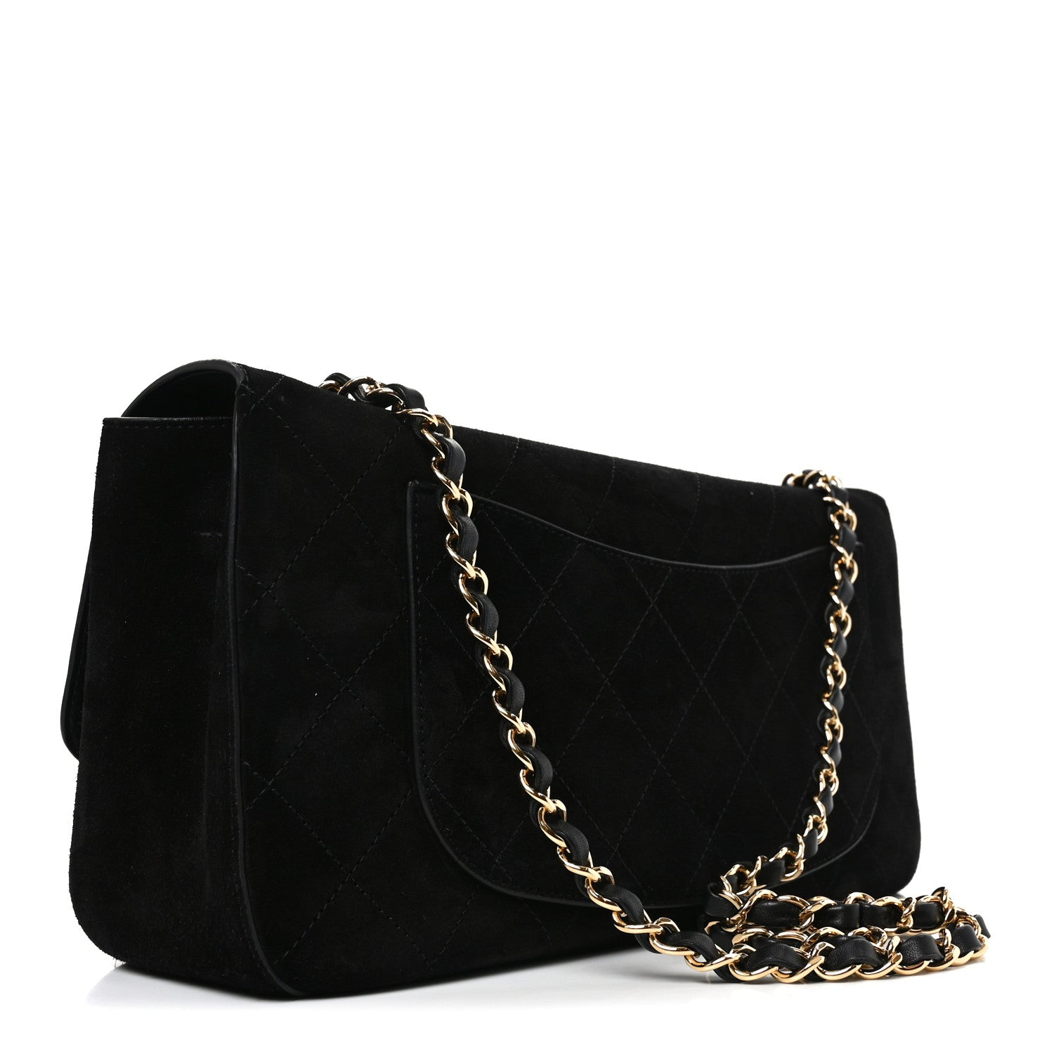 Suede Calfskin Small Souplissimo Maxi Flap Black Black
