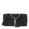 Suede Monogram Tassel Kate 99 Baguette Bag Black