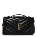 Lambskin Chevron Quilted Medium Loulou Black