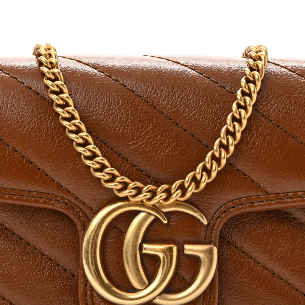 Azalea Calfskin Matelasse Diagonal Super Mini GG Marmont Shoulder Bag Cuir