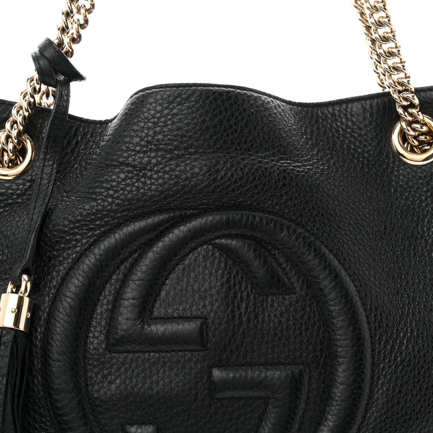 Pebbled Calfskin Medium Soho Chain Shoulder Bag Black