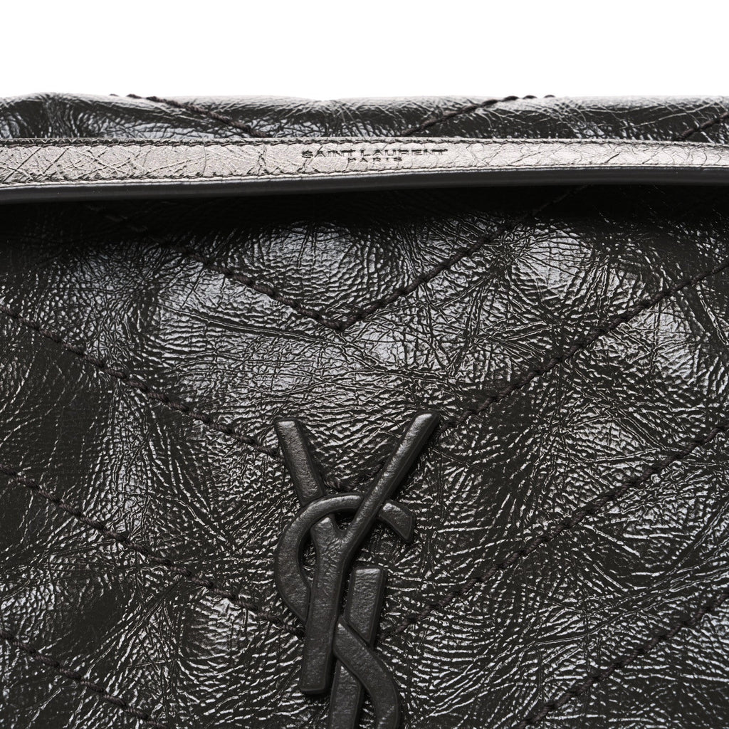 Crinkled Calfskin Matelasse Monogram Medium Niki Chain Satchel Storm