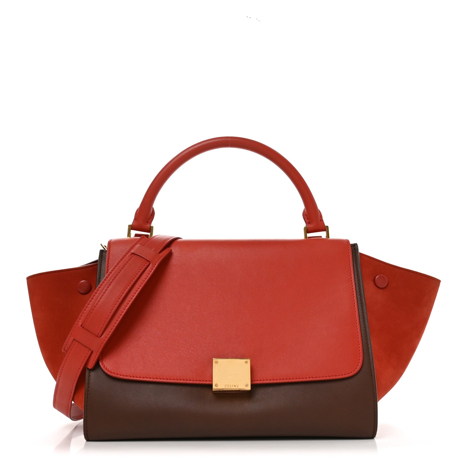 Smooth Calfskin Nubuck Small Tri-Color Trapeze Light Ruby