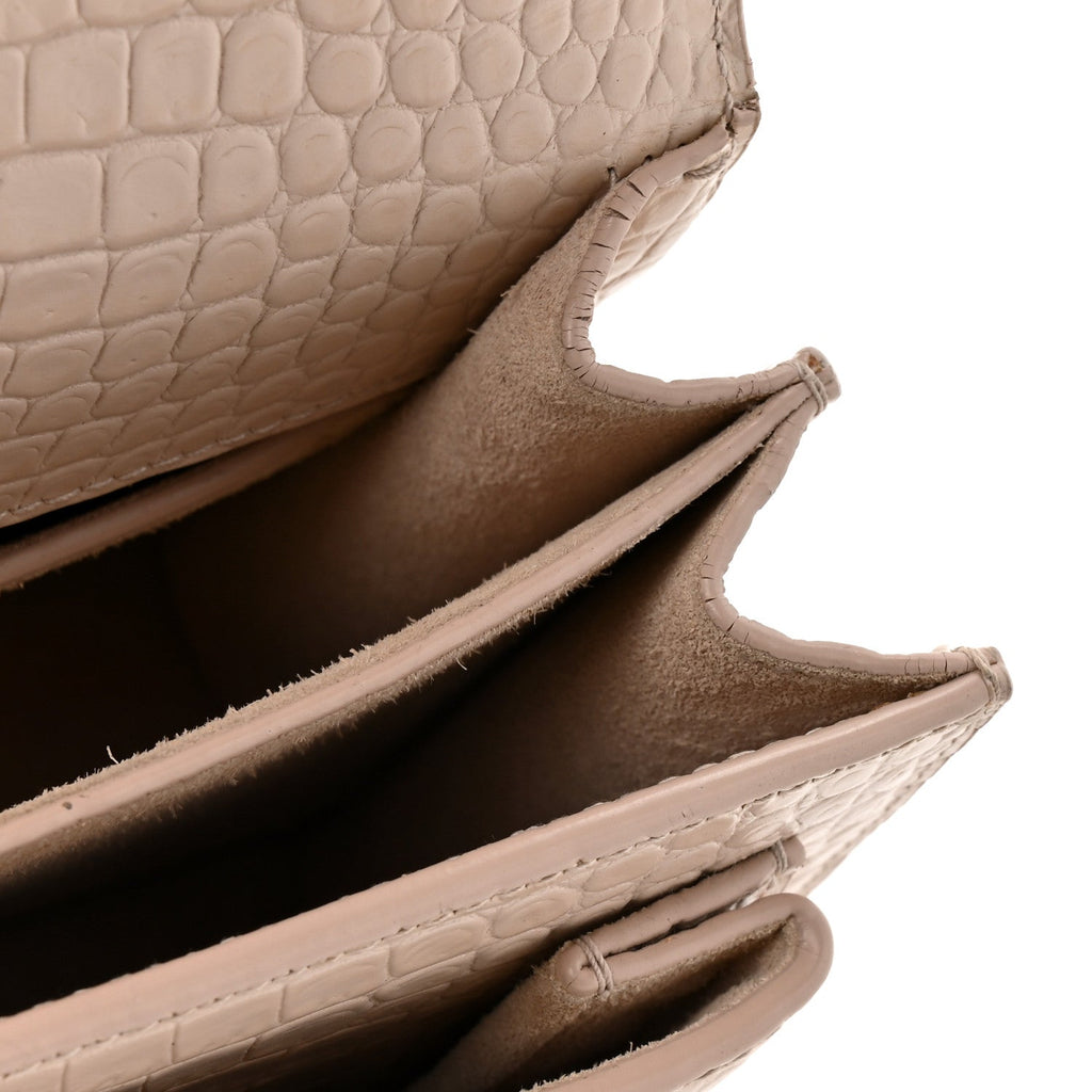 Calfskin Crocodile Embossed Medium Monogram Sunset Rose Antic