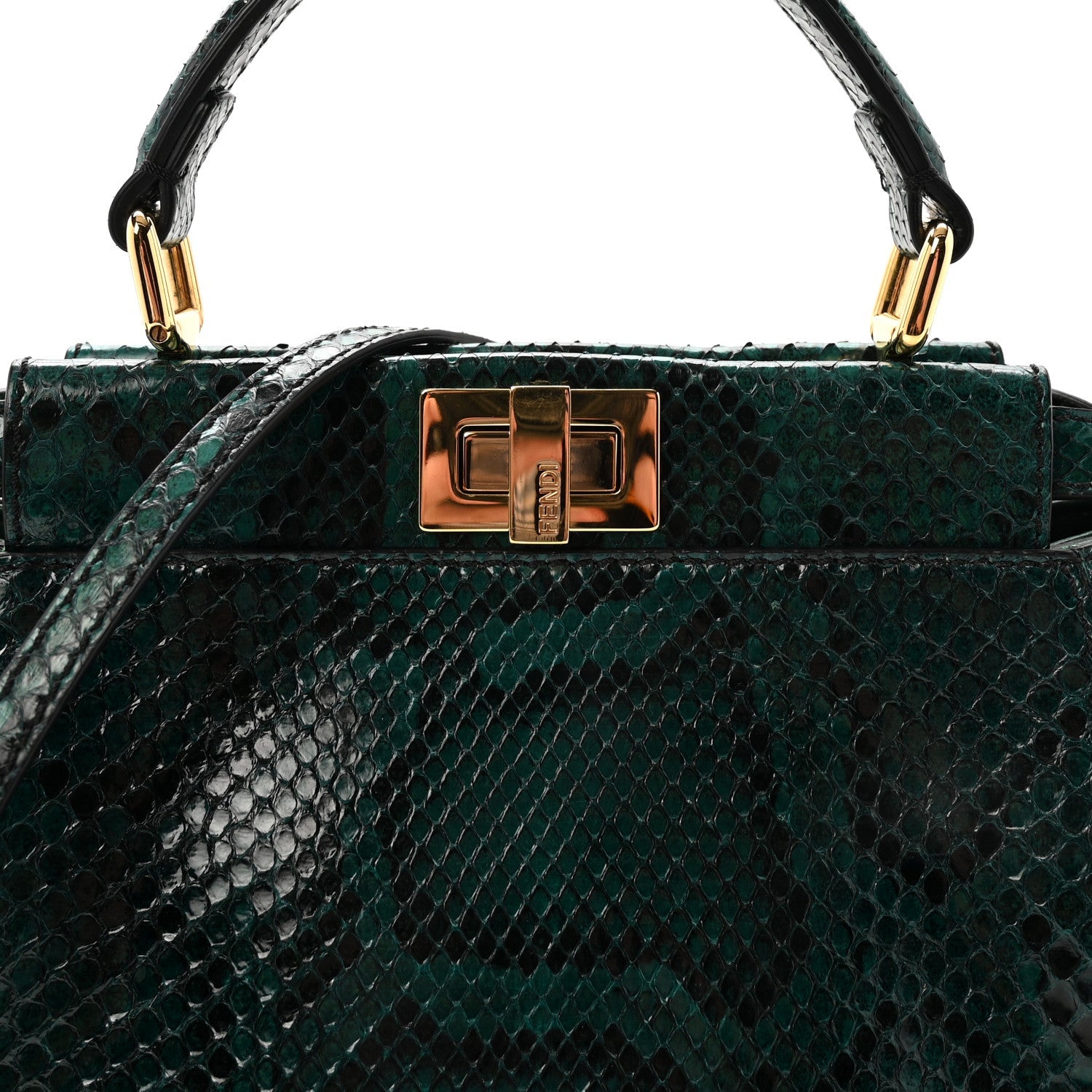 Snakeskin Shiny Nappa Mini Peekaboo Iconic Satchel Green