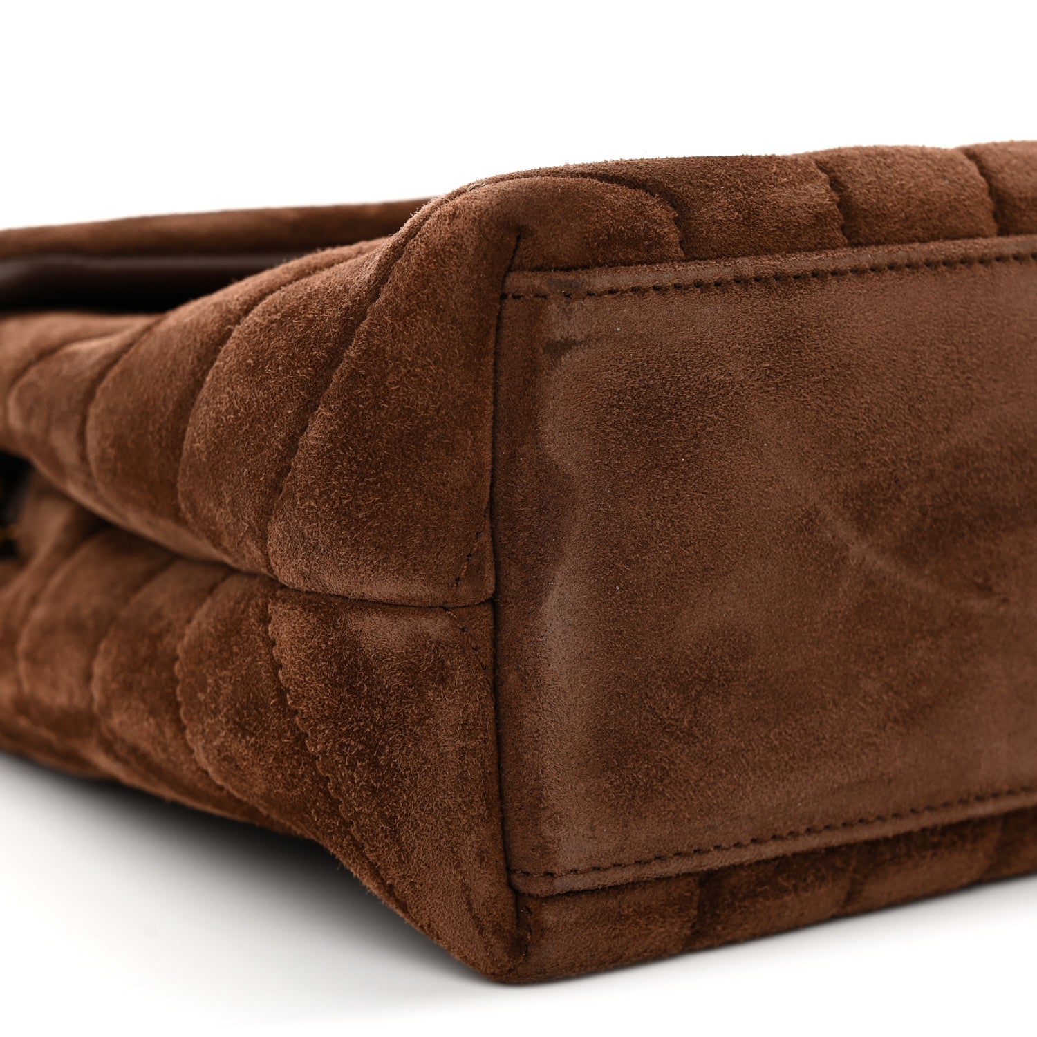 Suede Calfskin Y Quilted Monogram Small Loulou Chain Satchel Bark Brown