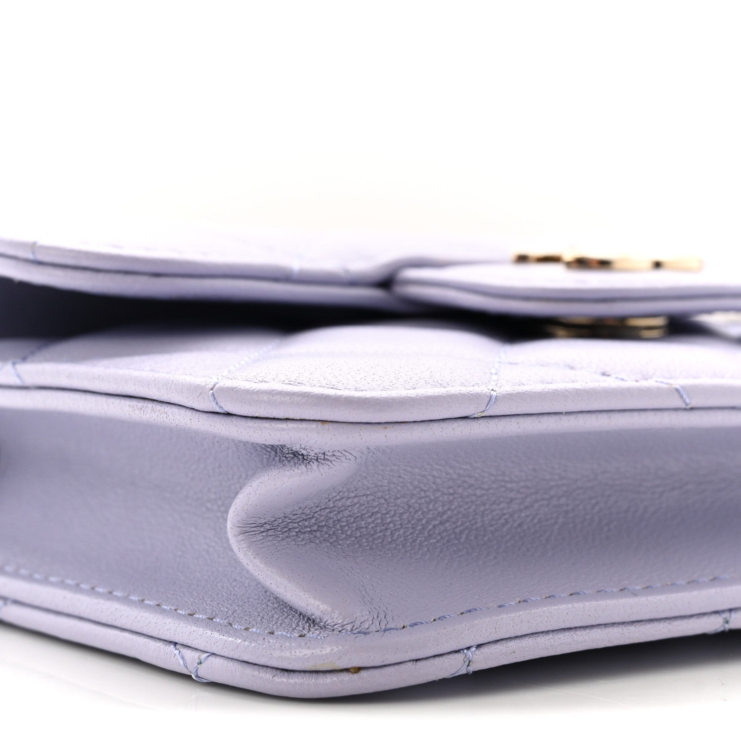 Lambskin Quilted Top Handle Flap Coin Purse With Chain Light Purple