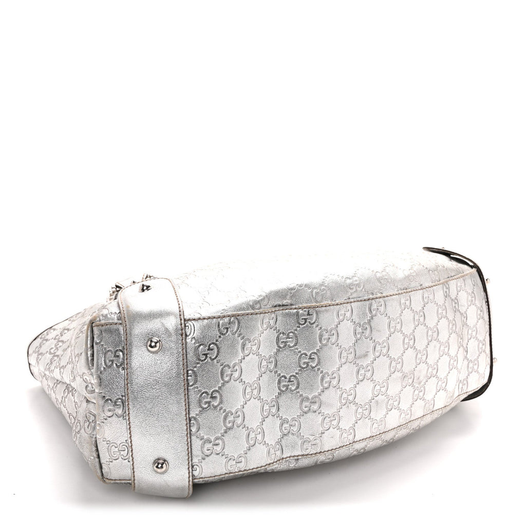 Metallic Guccissima Medium Pelham Shoulder Bag Silver