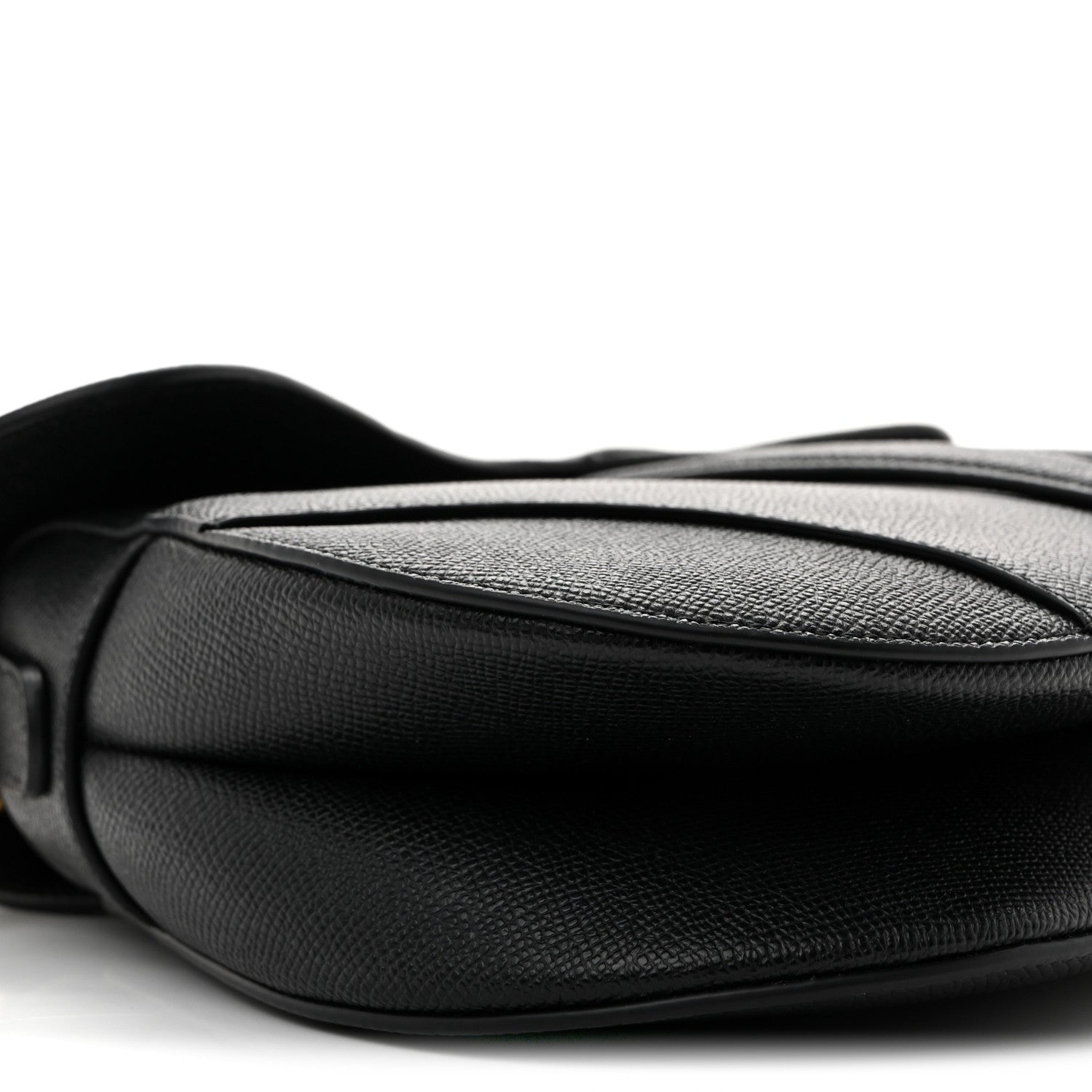 Grained Calfskin Saddle Bag With Strap Black