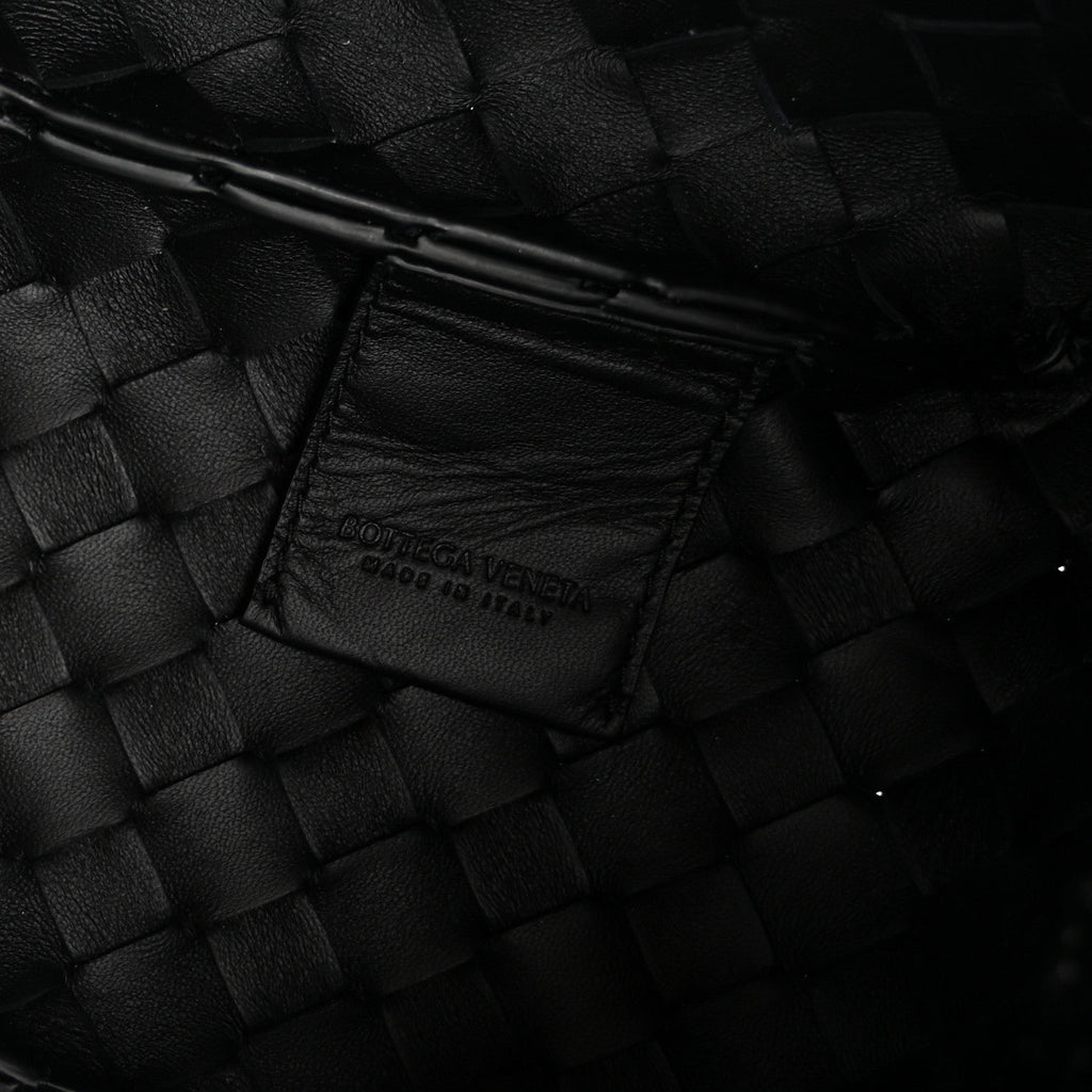 Nappa Intrecciato Small Campana Shoulder Bag Black