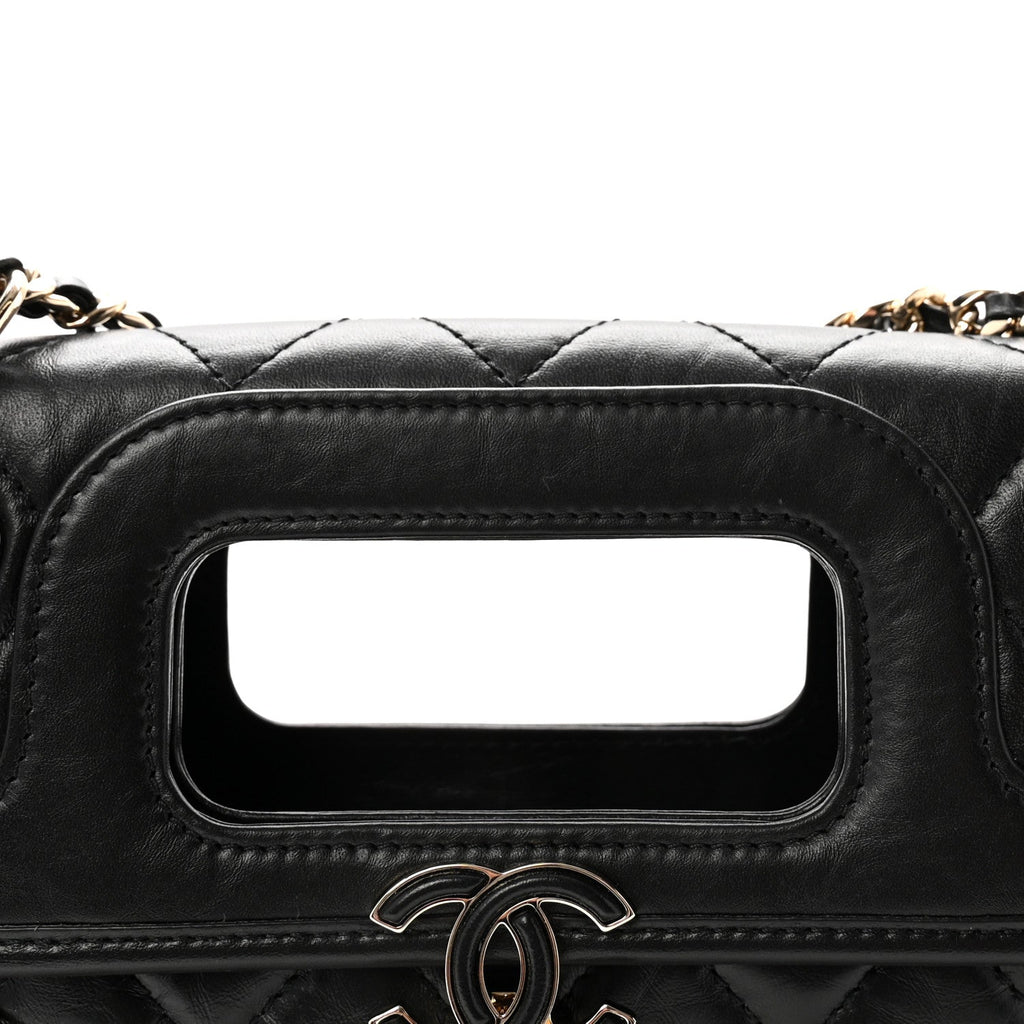 Aged Calfskin Charms Flap Bag Black